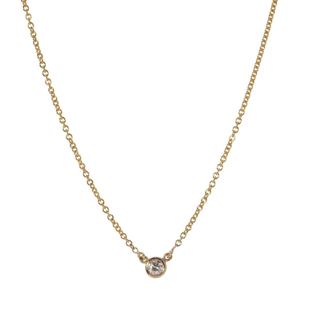 0.15ctw Diamond Solitaire Bezel 14K Yellow Gold Pendant Necklace for Women - Elegant Everyday Jewelry & Special Occasion Gift