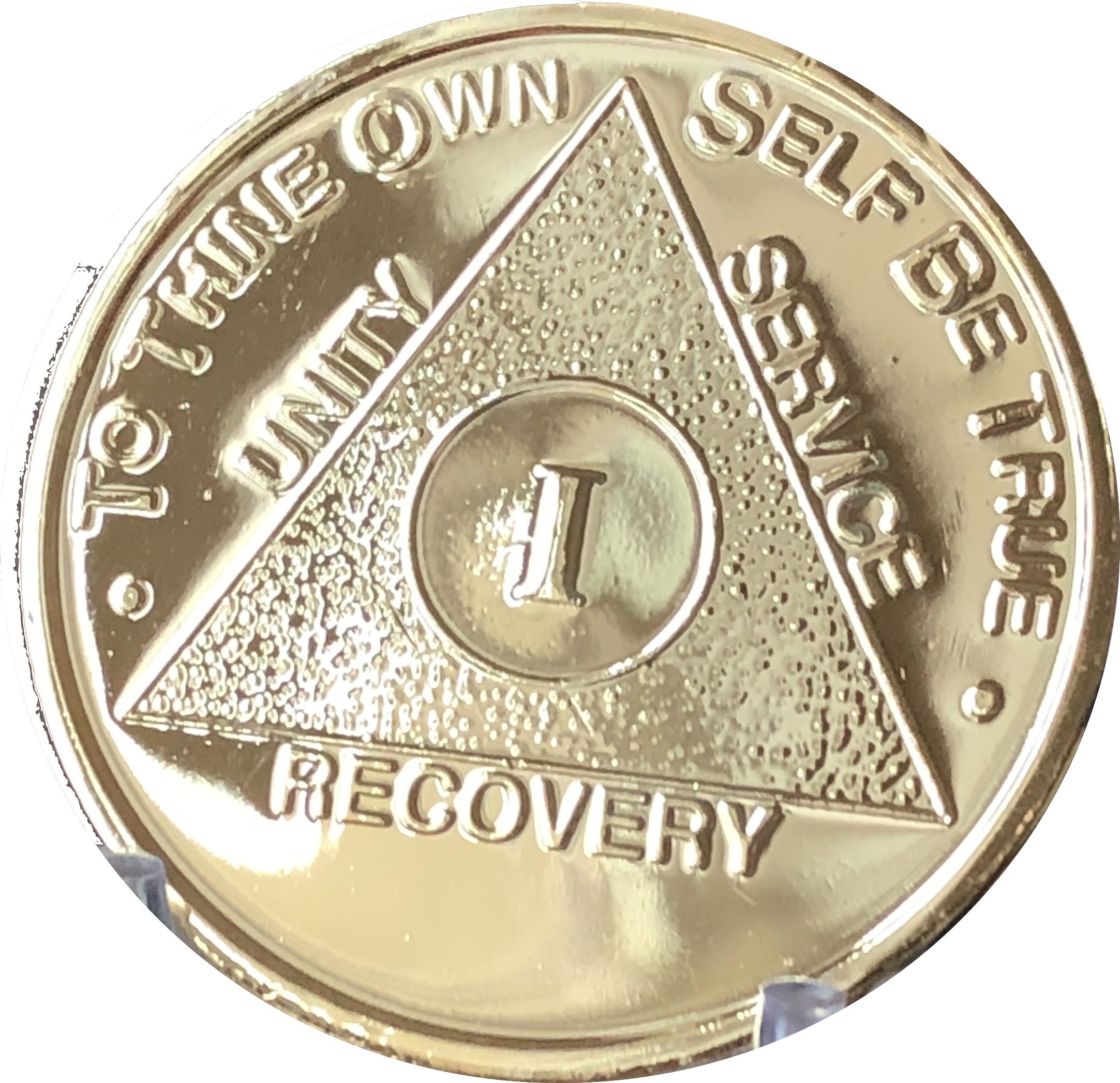1 Year AA Medallion Gold Plated Anniversary Chip - Commemorative Sobriety Token for Alcoholics Anonymous Recovery Milestones, Perfect for 12-Step Program Gifts and Celebration Events
