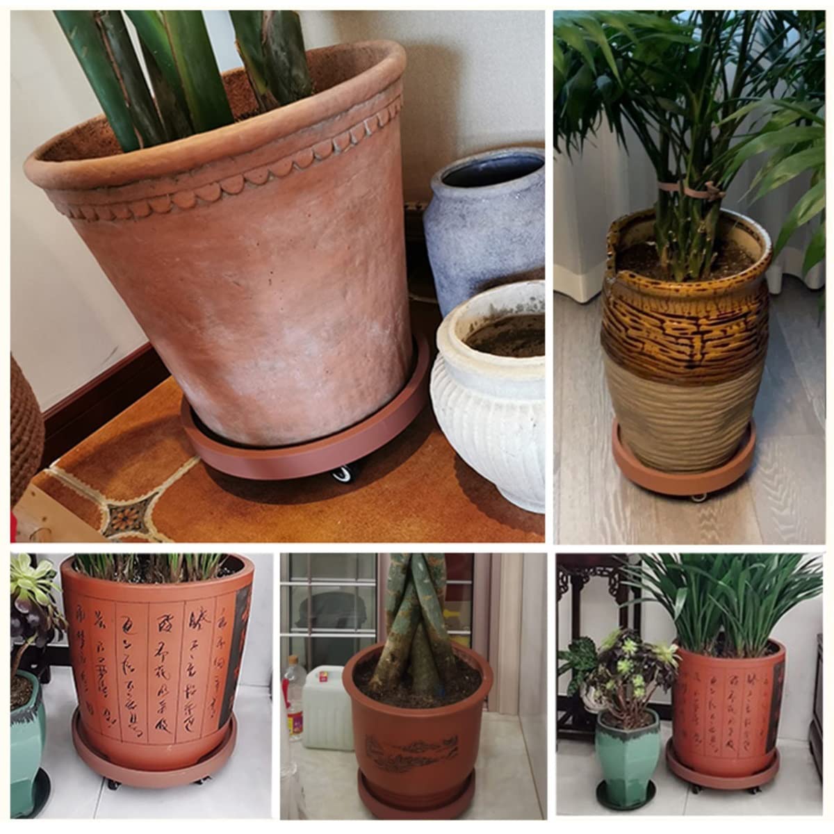 Rolling Plant Stand with PU Wheels - 30cm/11.8 Inch Mobile Flower Pot Holder for Indoor/Outdoor Plants - Perfect for Moving Potted Plants Between Garden, Patio and Living Room