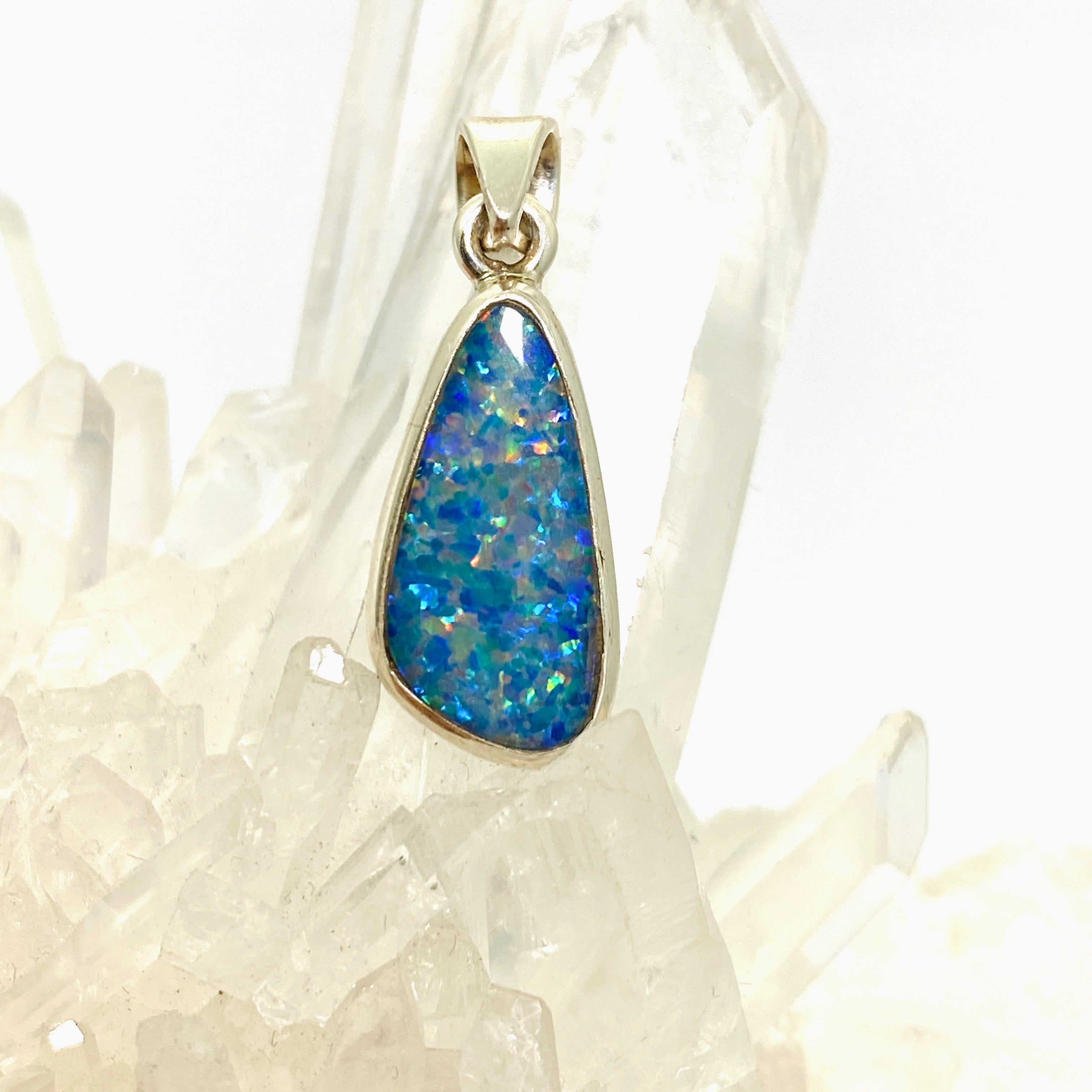 Natural Opal Doublet Freeform Cabochon Pendant - Genuine Lightning Ridge Australian Opal Jewelry PPGJ1002 | Handmade Necklace for Women, Gift for Her, Birthday & Anniversary Present