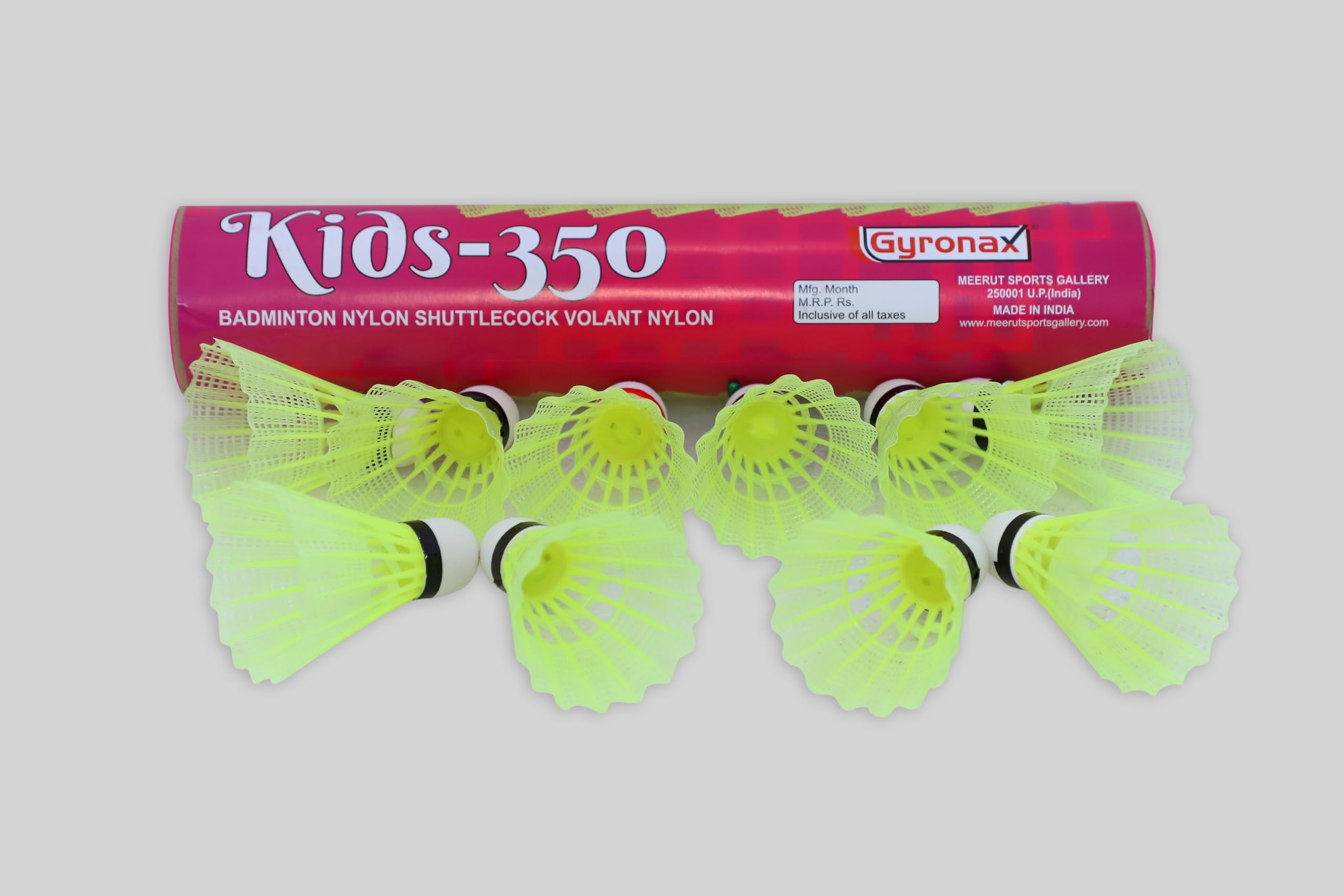 Gyronax Kids-350 Plastic Badminton Shuttlecocks for Children - 10 Pack Durable Training Shuttlecocks for Beginners, Outdoor & Indoor Badminton Games, Backyard Play, and School PE Classes