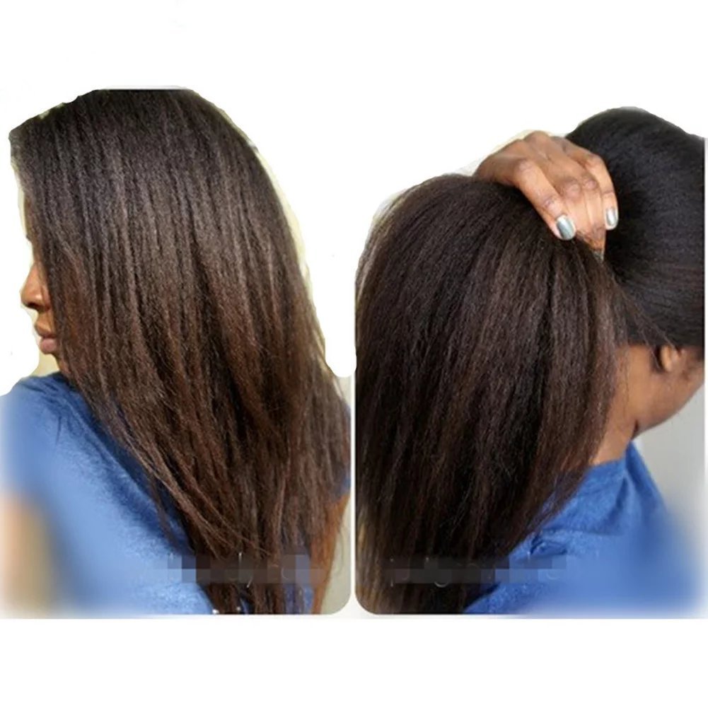 N.L.W. Italian Yaki Lace Front Human Hair Wigs for Black Women - 20inch Brazilian Remy Hair Glueless Lace Wig with Baby Hair | Natural Look for Daily Wear, Parties & Special Occasions