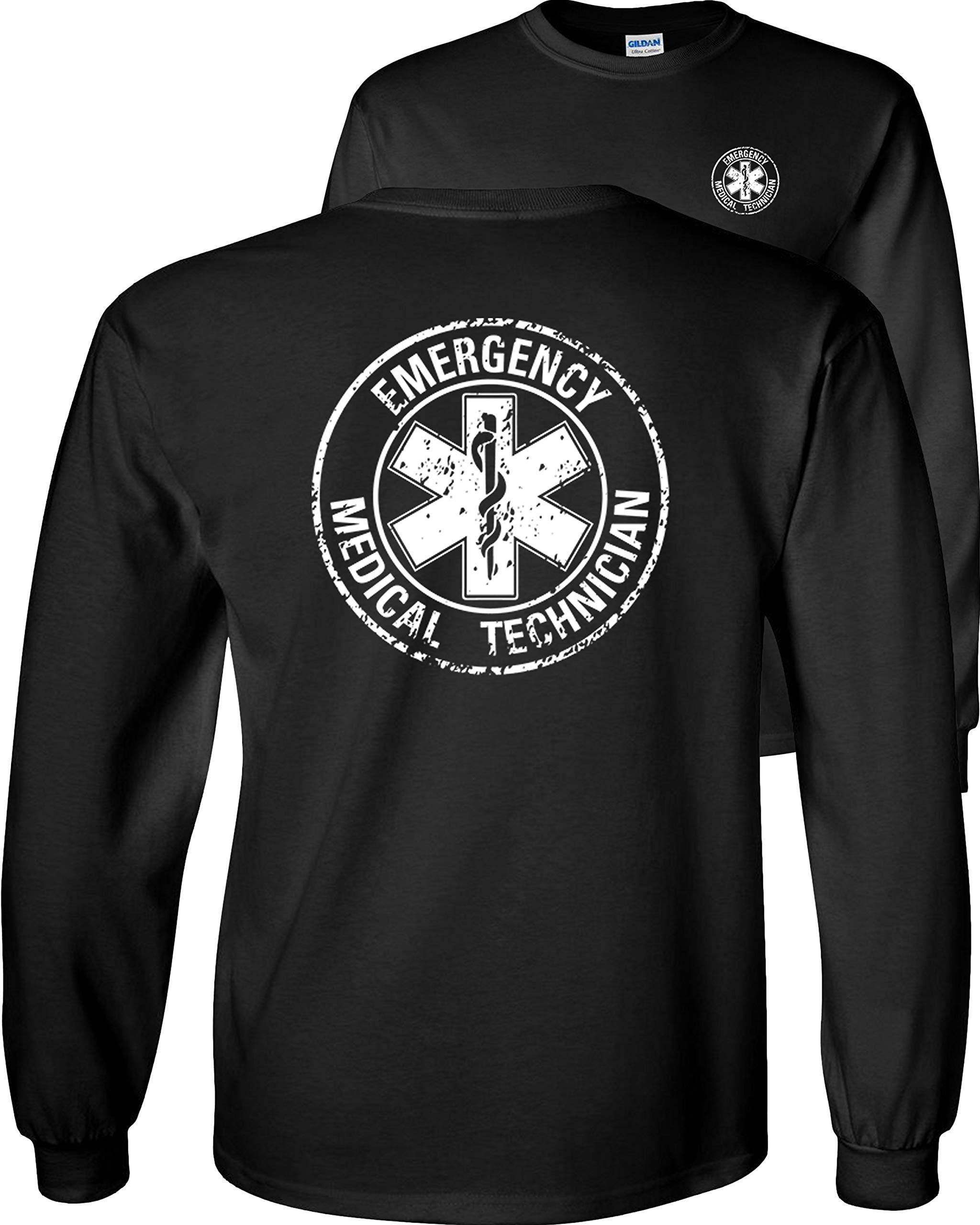 Fair Game EMT Long Sleeve Shirt for Emergency Medical Technicians - Distressed Circle Design - Perfect for EMS Professionals, First Responders & Medical Field Work