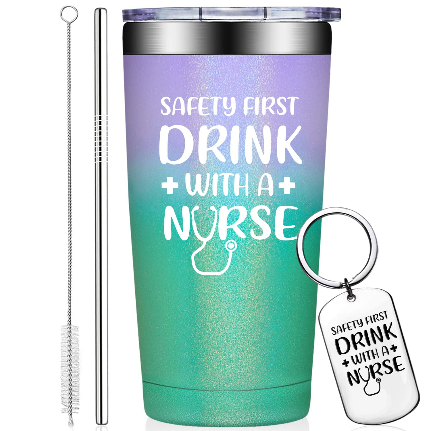 Premium 20oz Nurse Tumbler with Keychain - Thoughtful Nurse Appreciation Gifts for Women, Nursing Graduation & Student Gifts - Perfect for Nurses Week, Clinical Shifts & Daily Hydration