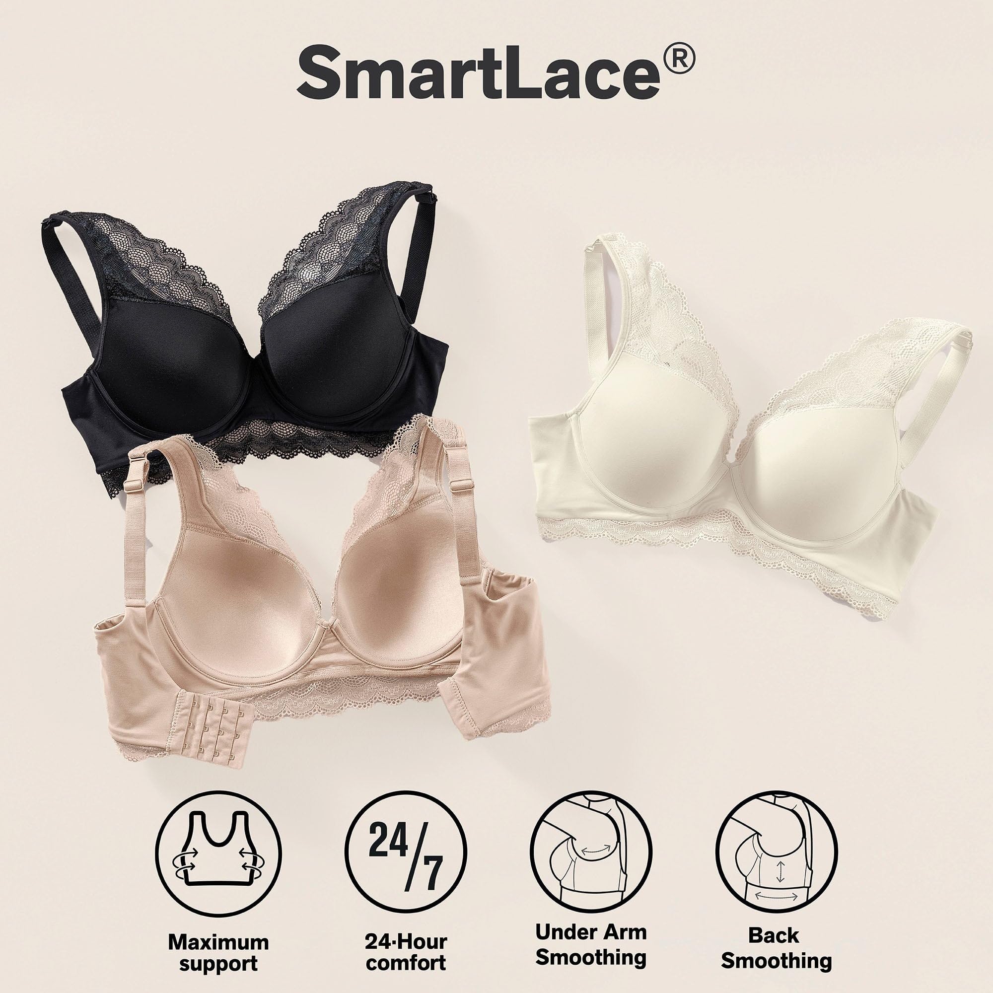 Leonisa Full Coverage Bra for Women - Lightly Lined Lace Underwire Contour Cups, Comfortable Support, Everyday Wear, Workout & Yoga