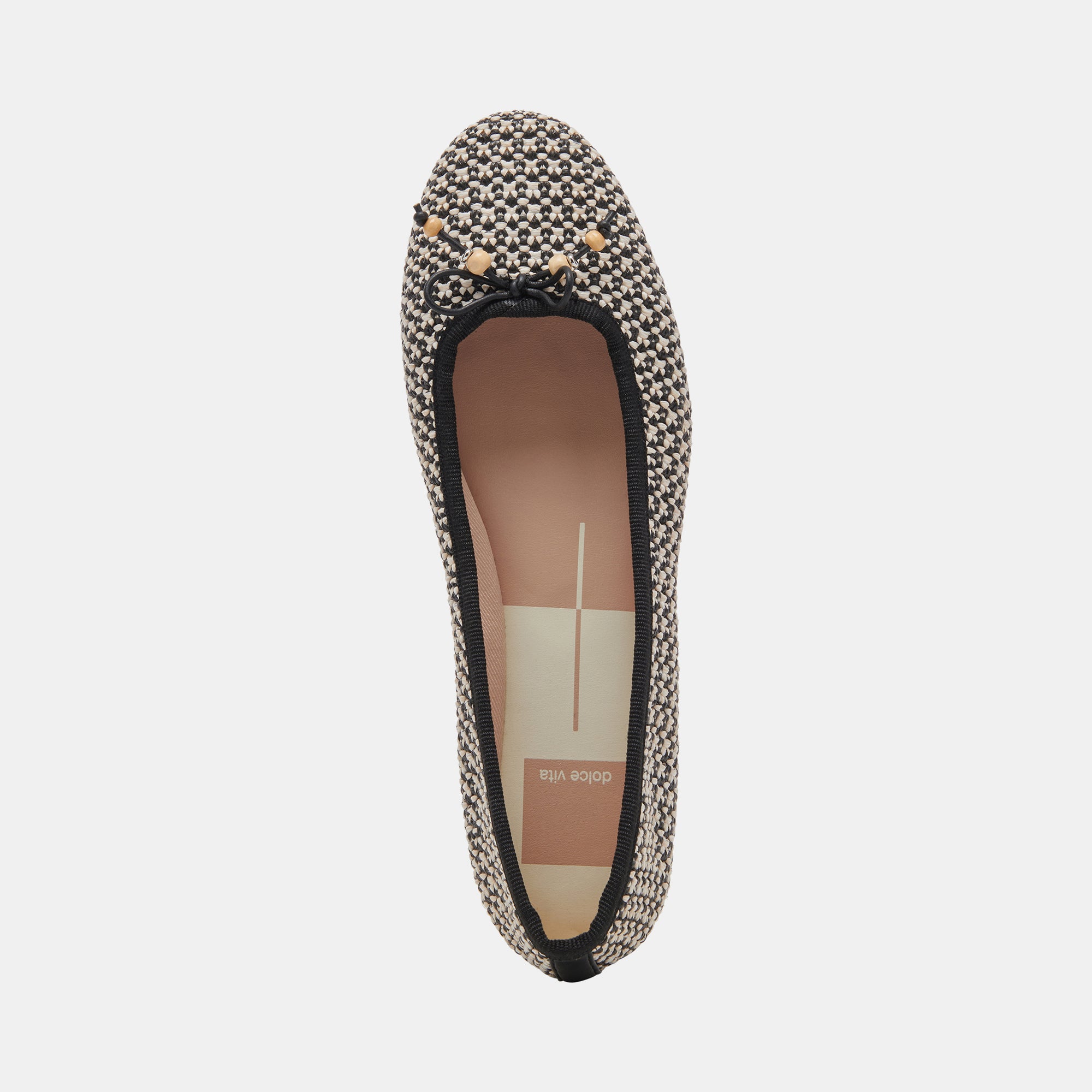 CACY Women's Ballet Flats - Comfortable White & Black Raffia Shoes for Casual Wear, Office, and Summer Outfits