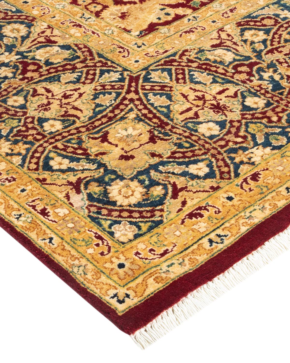 Handmade Wool Traditional Floral Mogul Red 6x9 Area Rug - Unique Hand-Knotted Solo Rugs for Living Room, Bedroom & Home Decor