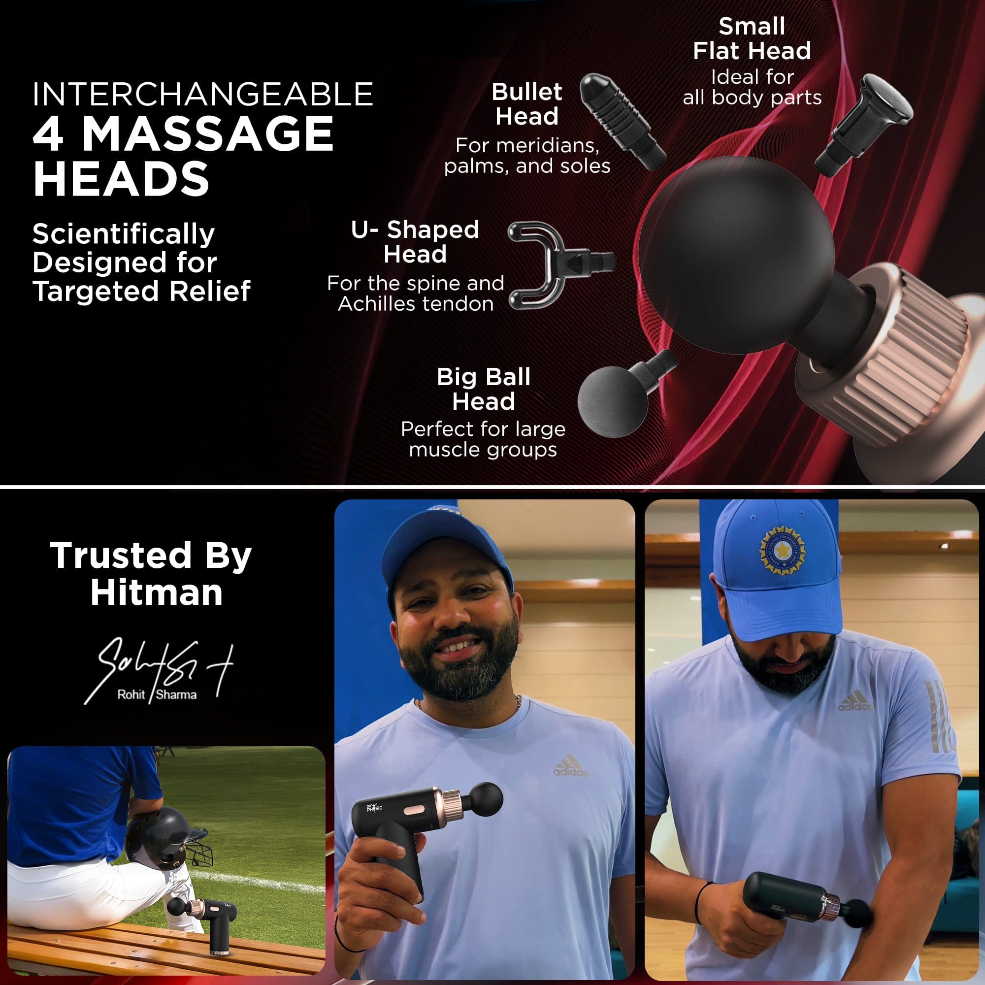 Dr Physio Dynamo Rechargeable Deep Tissue Massage Gun - Powerful Percussion Therapy for Muscle Pain Relief & Recovery - Perfect for Athletes, Gym Lovers & Home Use