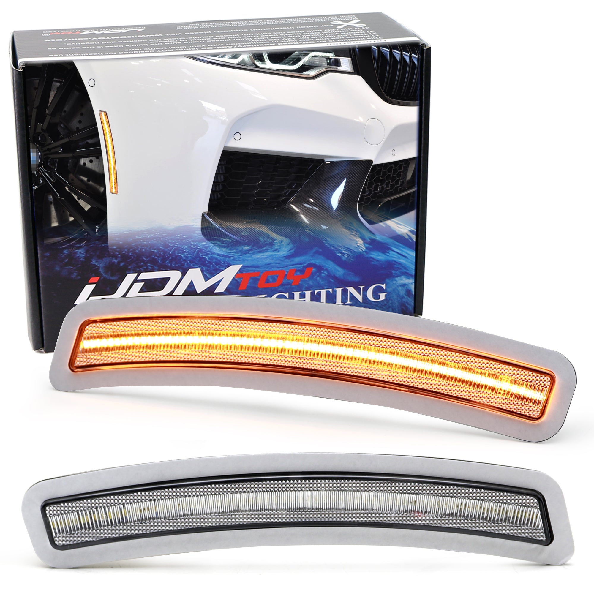 Amber LED Bumper Side Marker Lights for BMW 3 Series G20 (2019+) - Clear Lens Replacement - Enhance Visibility & Style for Night Driving & Car Customization
