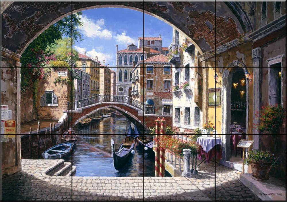 Ceramic Backsplash Tile Mural - Archway to Venice by Sam Park | Soho Editions | Elegant Kitchen Wall Decor for Modern & Traditional Homes