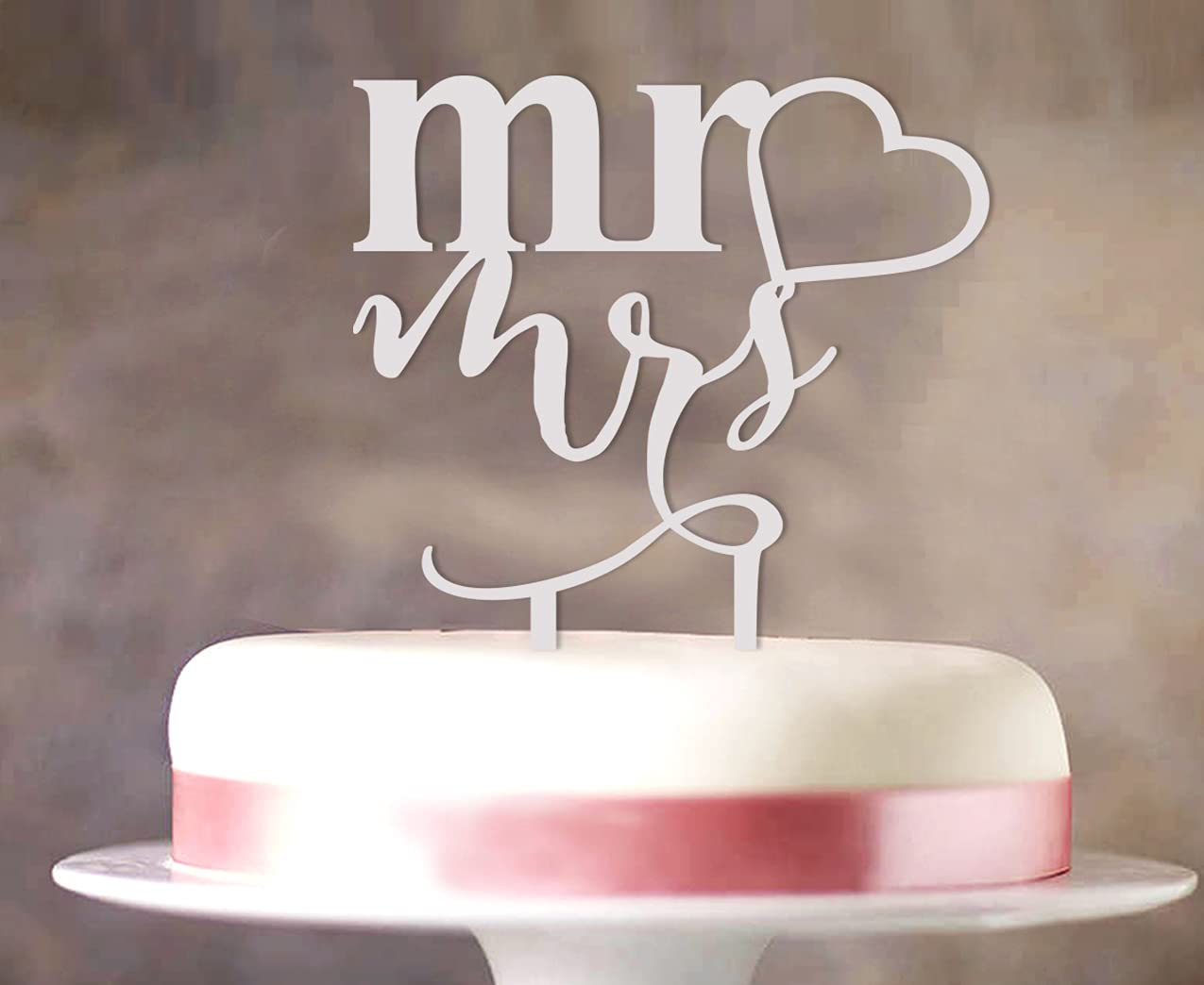 Personalized Mr & Mrs Wedding Cake Topper - White Custom Cake Decoration with Color Options (4