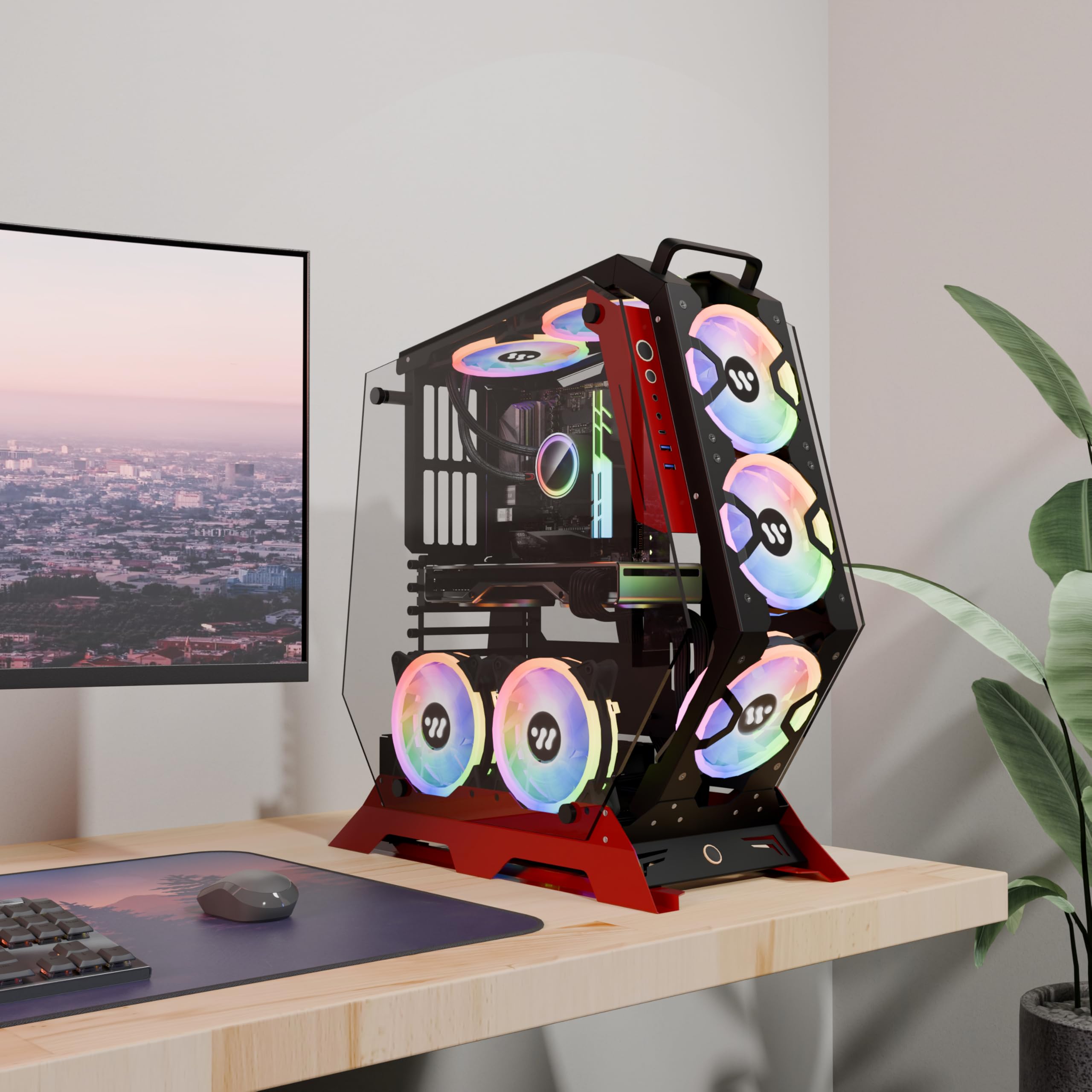 KEDIERS ATX Mid Tower Gaming PC Case - Tempered Glass Side Panel, 7 RGB Fans, High Airflow Design for Optimal Cooling | Perfect for Gaming Rigs, Workstations & Custom Builds