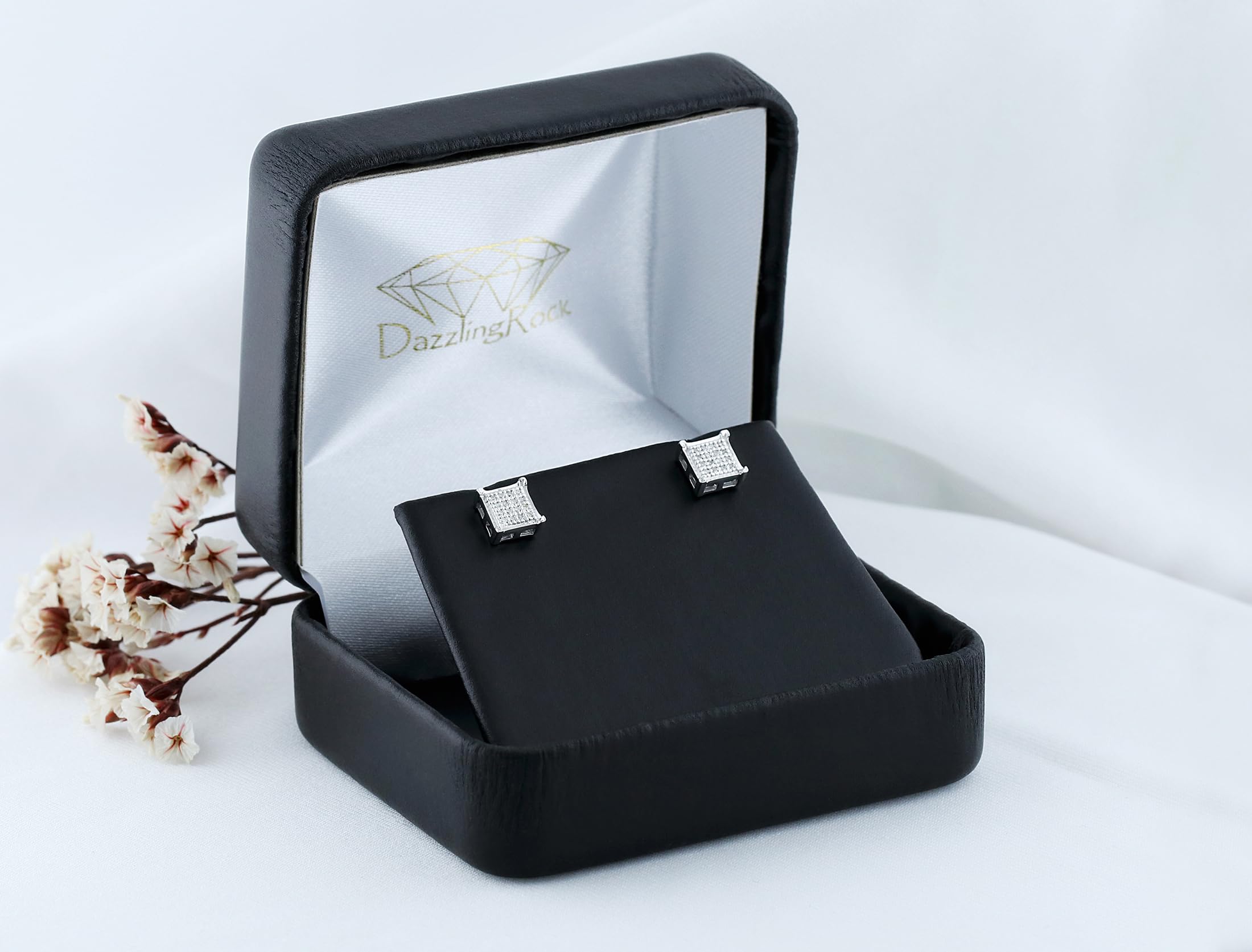 0.06 Cttw Round White Diamond Stud Earrings for Men & Women - 925 Sterling Silver Hip Hop Iced Out Earrings | Dazzlingrock Collection | Perfect for Parties, Gifts & Everyday Wear