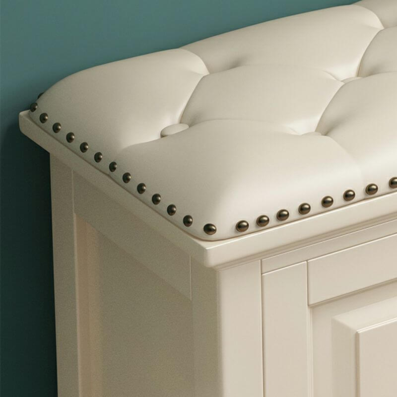 Modern Faux Leather Rectangle Storage Ottoman with Nailhead Trim - Versatile Footrest, Coffee Table & Hidden Storage for Living Room, Bedroom & Office