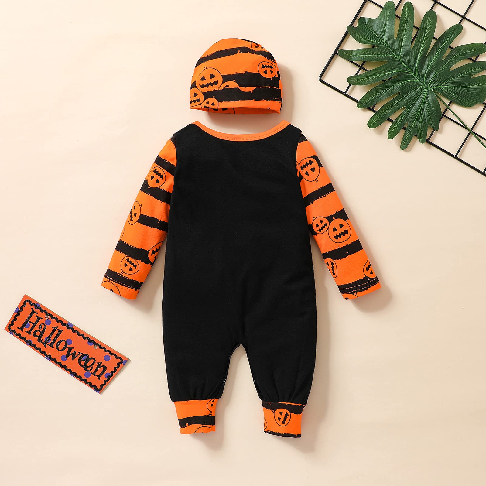 Thorn Tree Unisex Baby Romper Set - Long Sleeve Jumpsuit & Hat for Newborns (2Pcs) | Perfect for Halloween, Photoshoots & Special Occasions