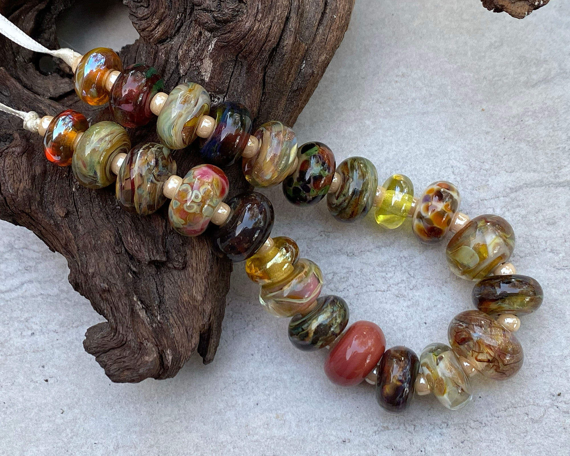 23pcs Brown Lampwork Beads Mix - Handmade Glass Beads for Jewelry Making, DIY Crafts, Bracelets & Necklaces - Perfect for Bohemian Style Accessories and Home Decor Projects