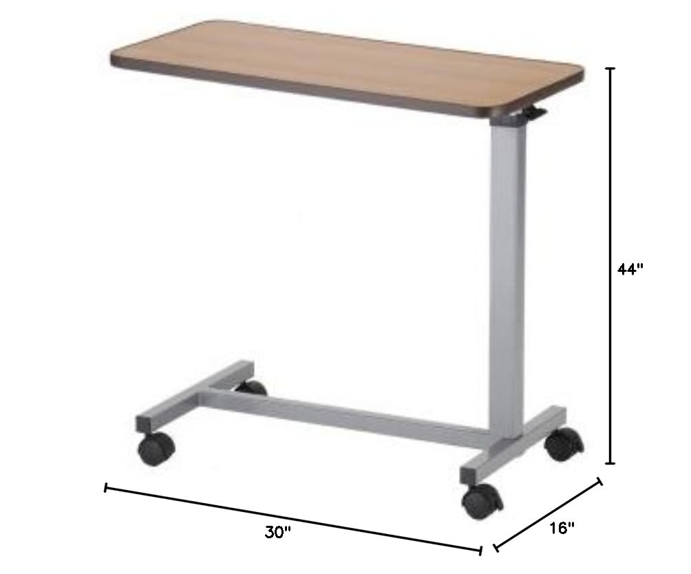 NOVA Medical Adjustable Overbed Table with Locking Swivel Wheels - Easy Assembly Bedside Table for Hospital, Home Care, and Patient Recovery Use