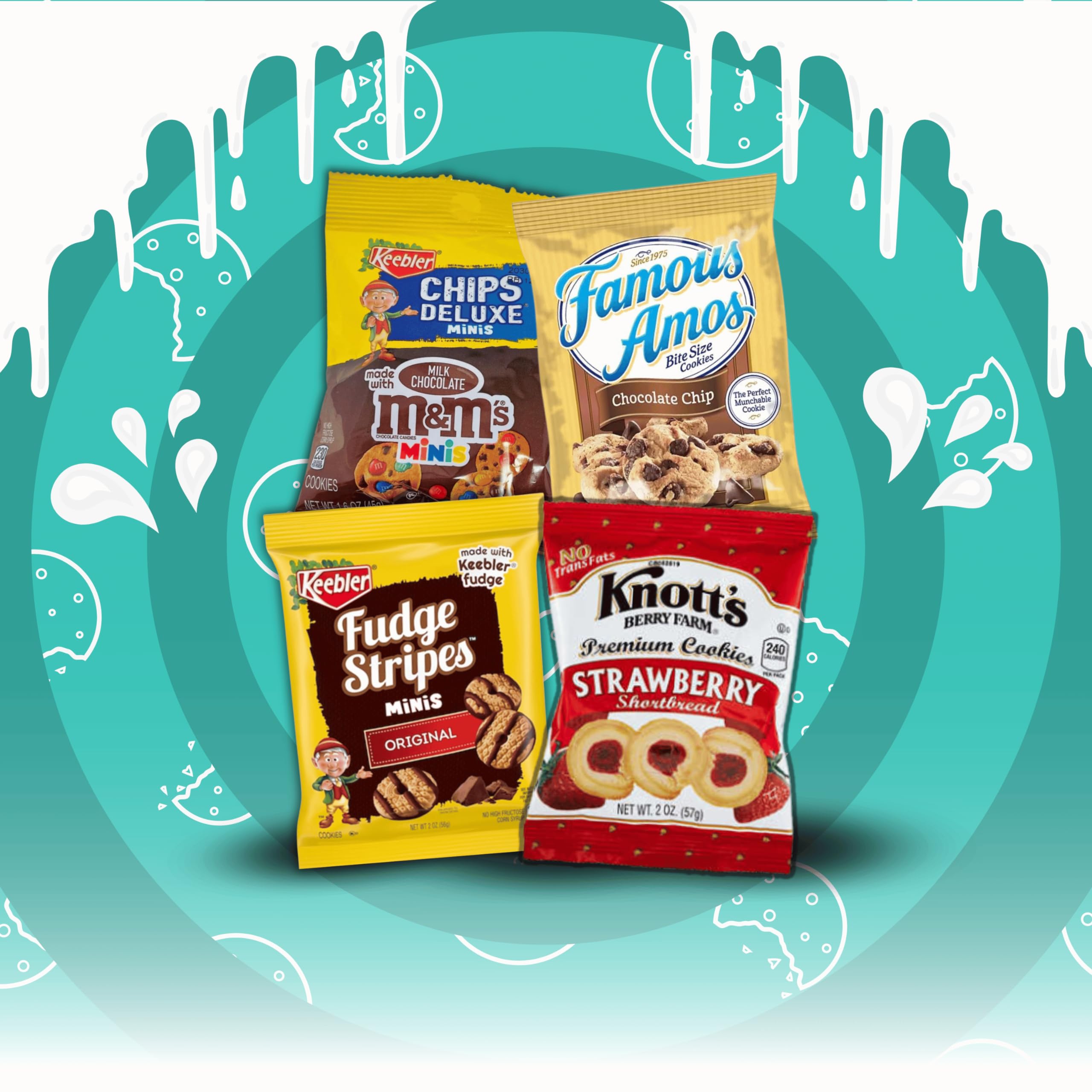 Snack Cookies Variety Pack - 30 Individually Wrapped Assorted Cookies Sampler Bulk Care Package with Napkins by Snakis - Perfect for Office Snacks, School Lunches, and Gift Baskets