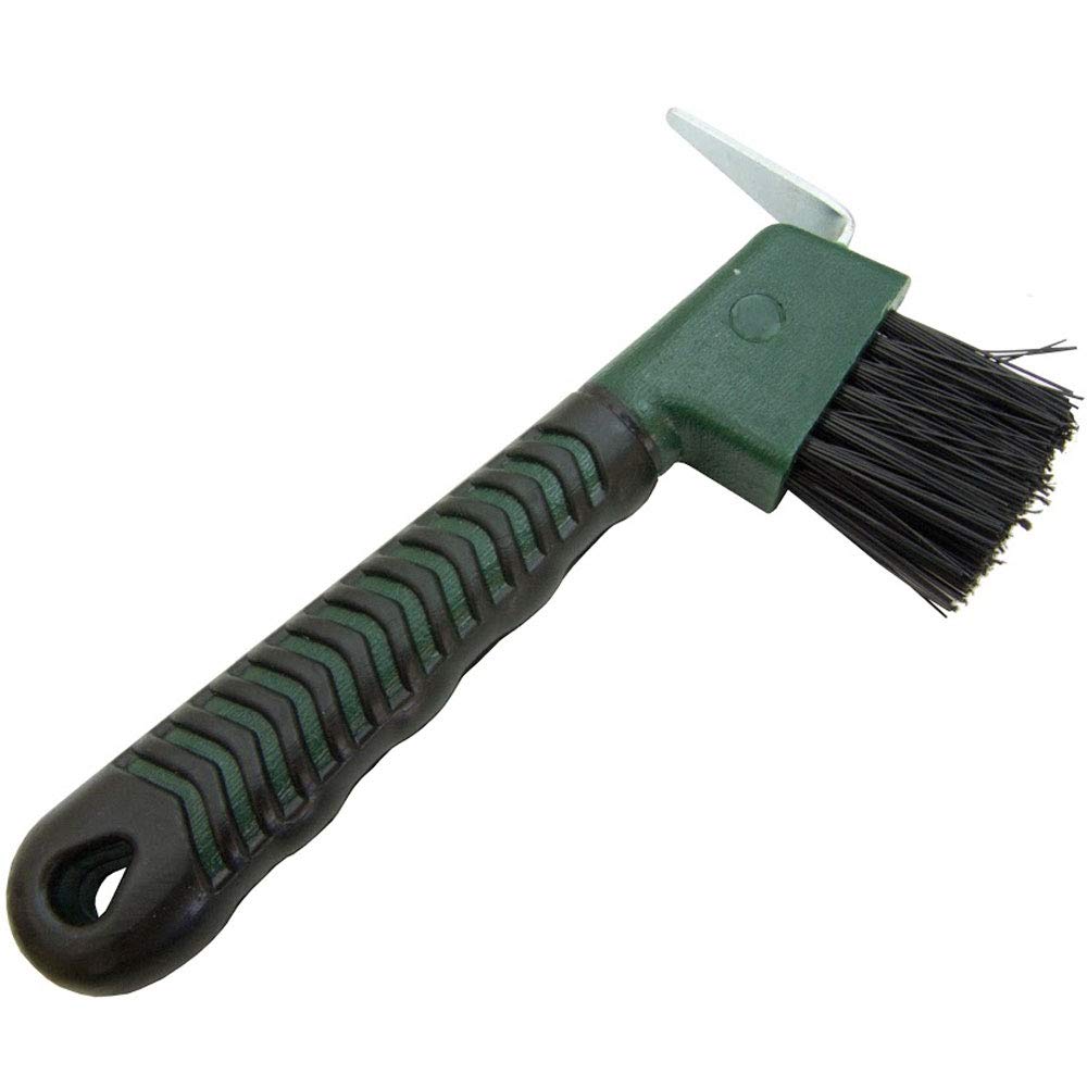 Intrepid International Rubber Handle Hoof Pick with Brush for Horses | Easy Hoof Cleaning Tool | Durable Horse Grooming Supplies for Stable, Trail & Show Care