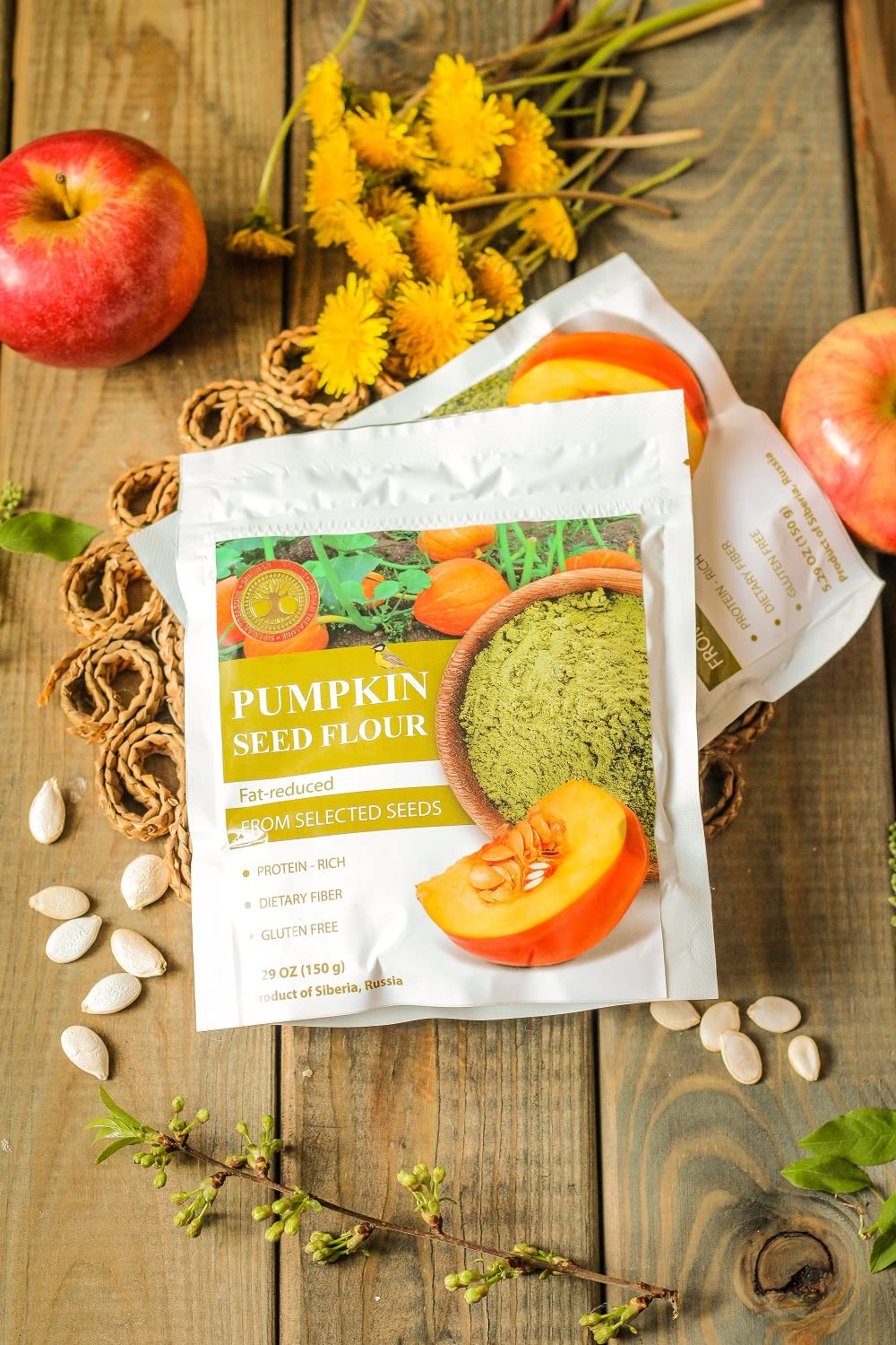 Organic Siberian Pumpkin Seed Flour - 5.29oz (150g) | 100% Natural, Non-GMO, Gluten-Free, Keto & Paleo Friendly | Perfect for Baking, Smoothies & Healthy Recipes