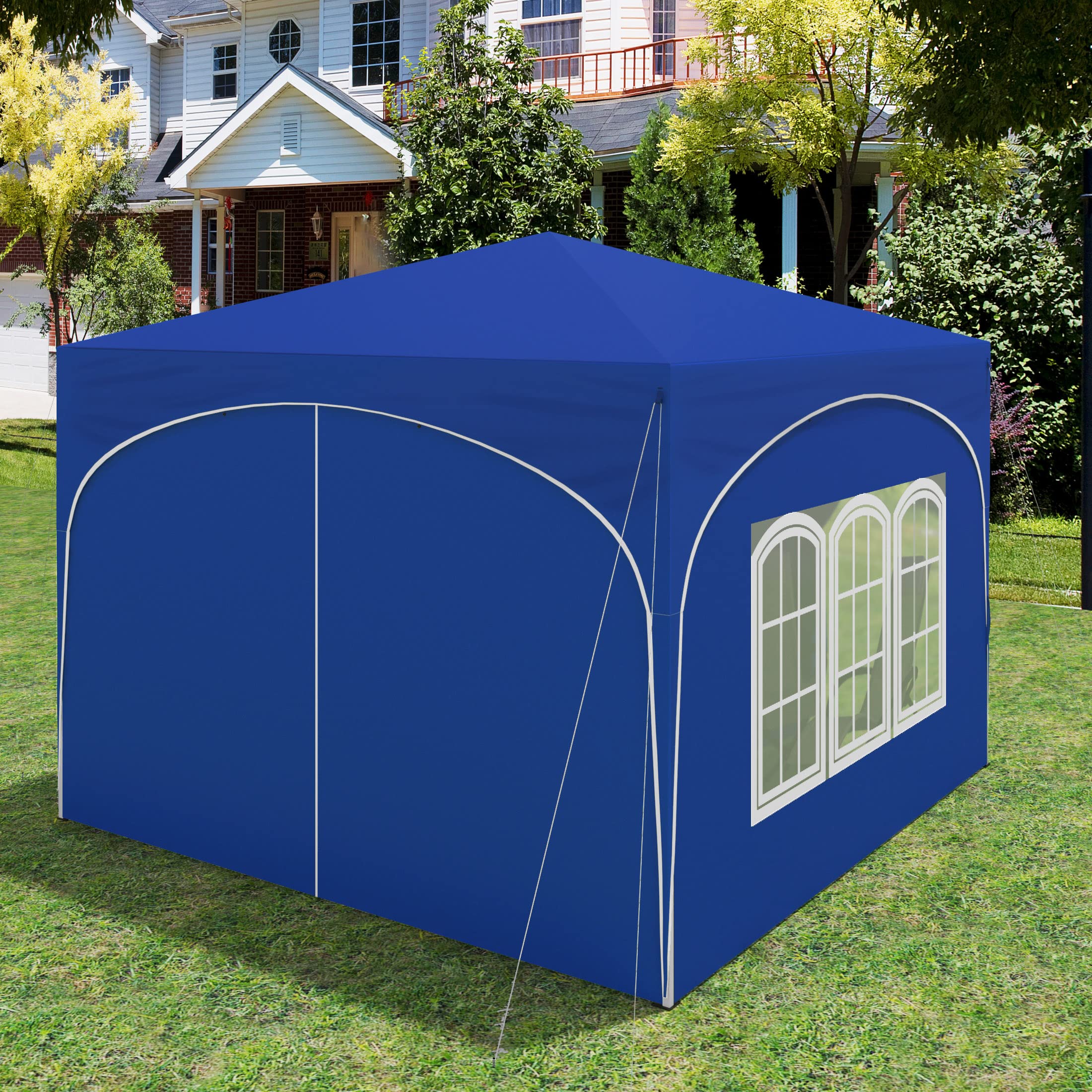 WOLTU 3x3m Pop Up Waterproof Gazebo for Garden, Adjustable Height with Side Panels, UV Protection & Carry Bag - Blue | Perfect for Outdoor Patio, Backyard, Picnic, and Camping Shelter