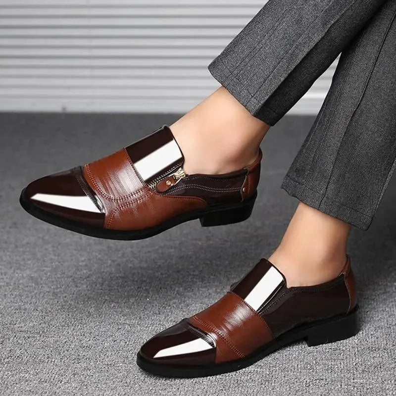 Men's Dress Shoes - Zipper Oxford Shoes for Formal Wear & Business Attire | Comfortable & Stylish for Weddings, Office & Special Occasions