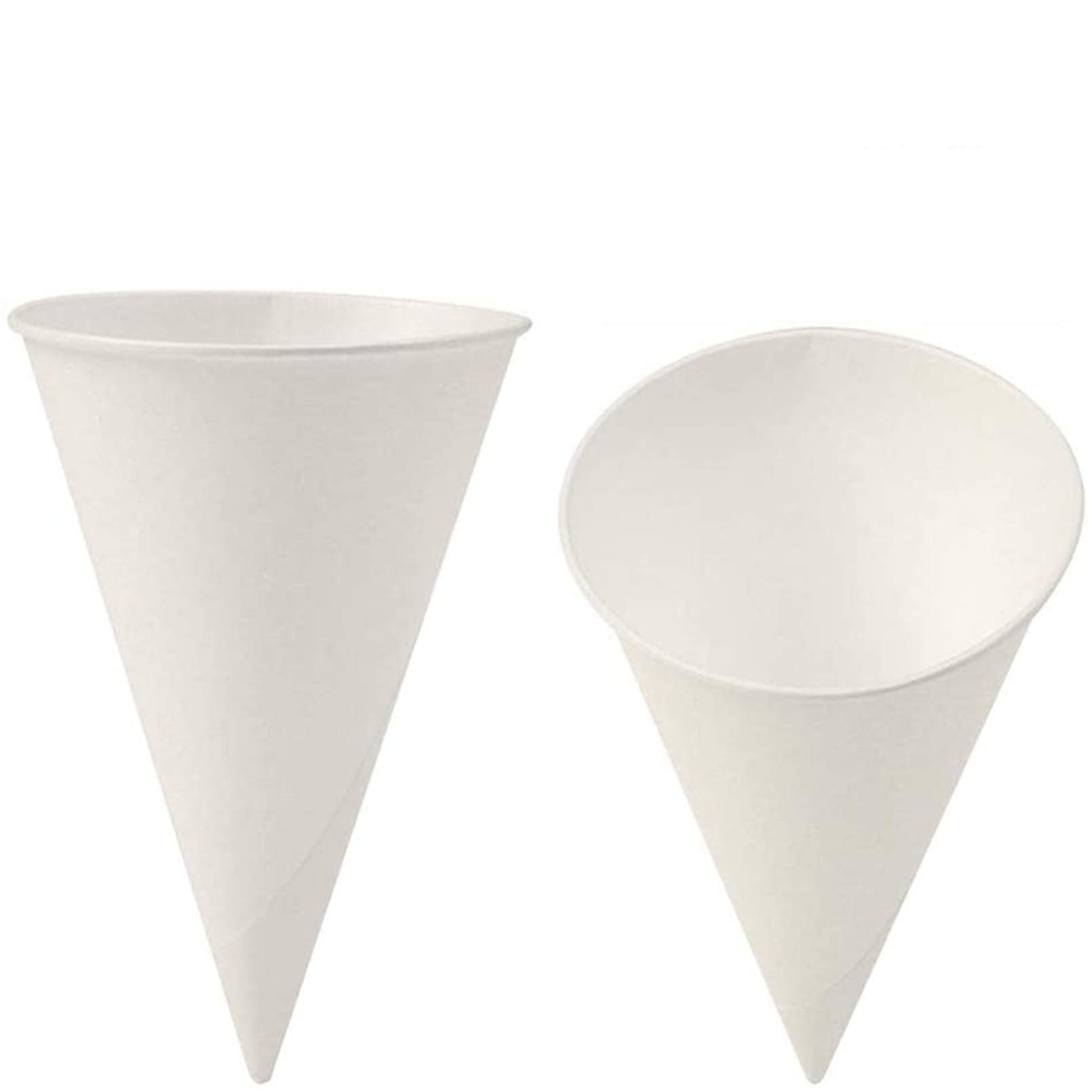 250 Pack Small White Paper Cone Cups - 3.7 oz Disposable Green Paper Funnel Cups for Snow Cones, Shaved Ice, Frozen Treats & Beverages | Perfect for Parties, Carnivals & Summer Snacks