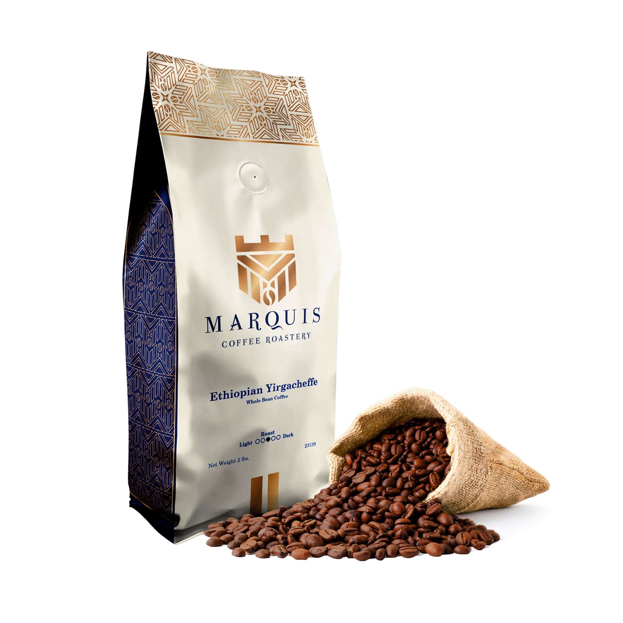 Premium Ethiopian Yirgacheffe Coffee Beans - Rich & Bold Whole Bean, Medium Roast with Fruity Notes, 2 lb Bag | Fresh Gourmet Coffee for Home Brewing, Office Use & Gifts