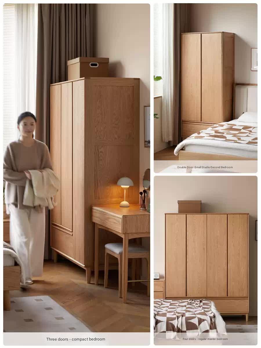 Modern Oak Solid Wood Wardrobe - Spacious Storage for Bedroom, Closet & Home Organization | Durable & Stylish Furniture for Master Bedroom, Guest Room & Walk-In Closets
