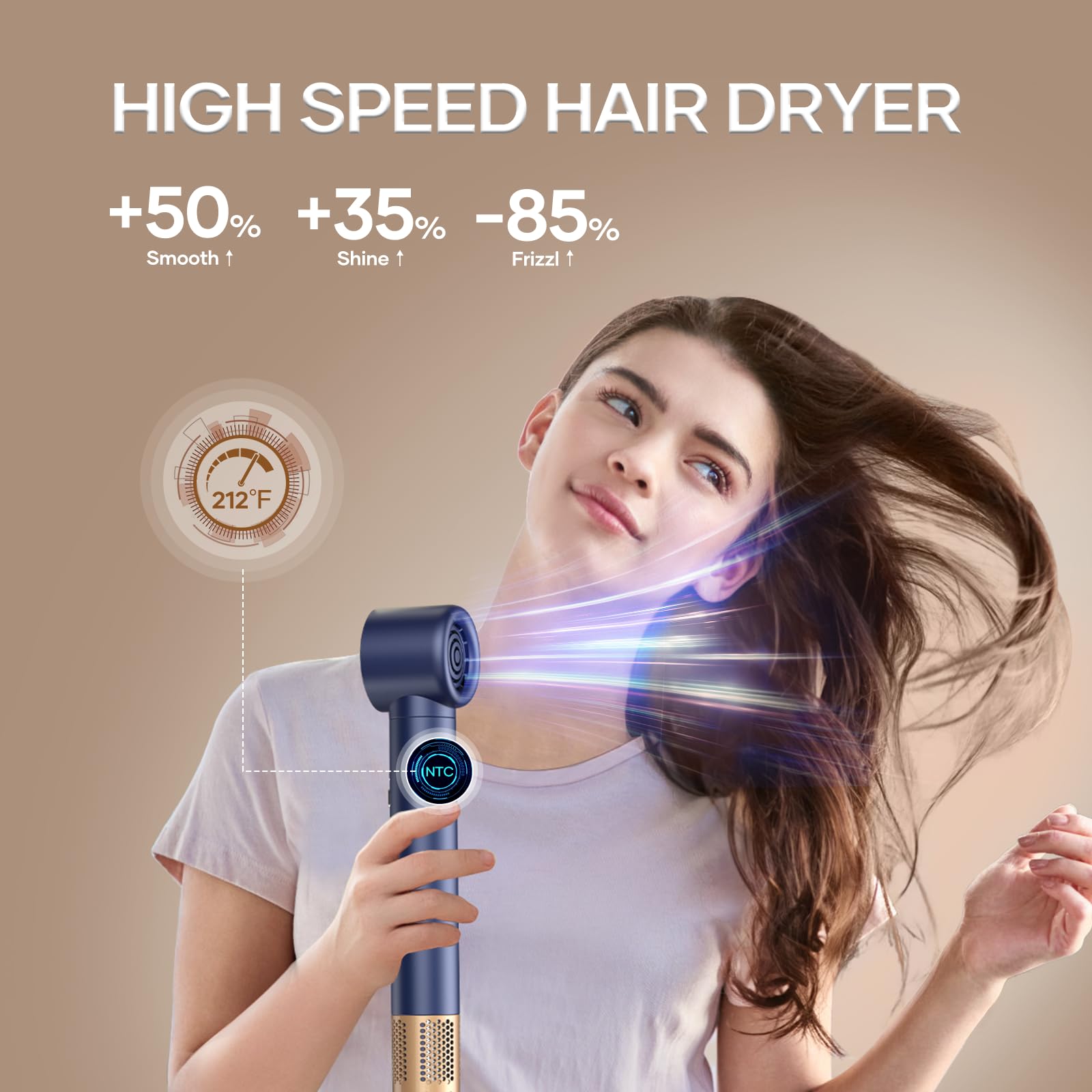 6-in-1 Ionic Hair Dryer Brush with 38m/s High Speed Airflow - Hot Air Styler, Curling & Blow Dryer for Straight & Wavy Hair | Perfect for Salon-Quality Blowouts at Home, Travel & Daily Styling