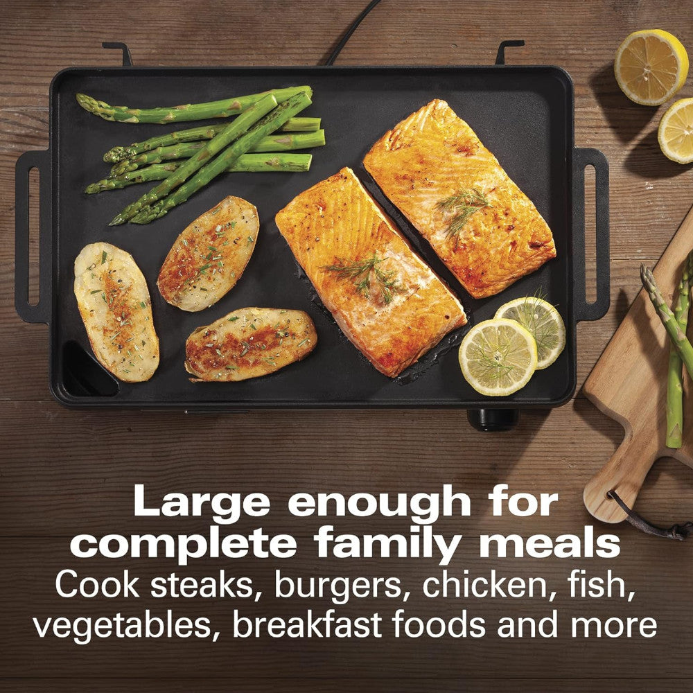 Refurbished Hamilton Beach Professional 38560 Indoor Electric Grill & Griddle - Certified Home Essentials Warranty | Perfect for Small Kitchens, Dorm Rooms & Quick Meals