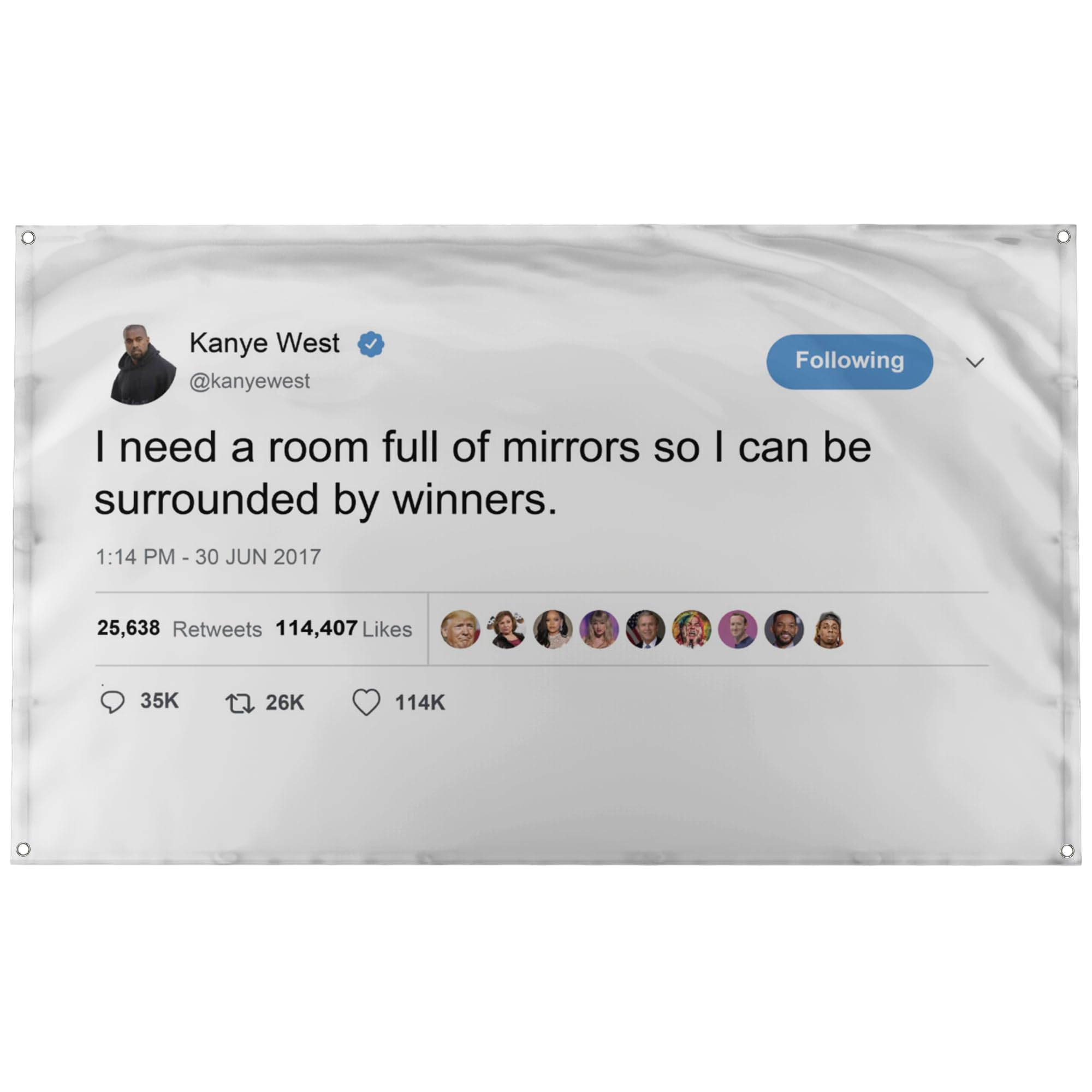 Kanye West Funny Motivational Mirror Poster - 'I Need A Room Full Of Mirrors So I Can Be Surrounded By Winners' - Inspirational Wall Art for Office, Gym, College Dorm Decor (3X5 Size) - Perfect for Hip Hop Fans & Motivational Spaces