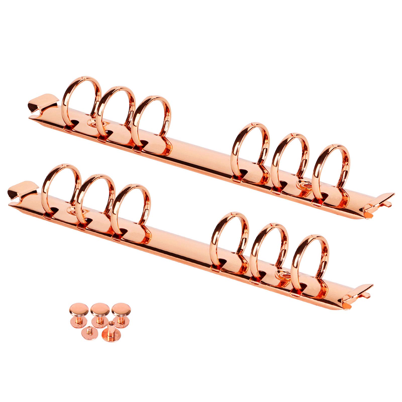 A6 Notebook Binder Replacement Kit - 2 Pack 6-Hole 21mm Metal Loose Leaf Binder Spines & Combs for Planner, Folder, Journal Accessories (Rose Gold) | Perfect for DIY Planner Repair, School Supplies, Office Organization & Craft Projects