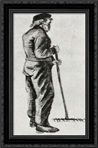 Vincent van Gogh 'Man With Rake' 16x24 Inch Black Ornate Wood Framed Canvas Art - Perfect for Living Room, Bedroom, and Office Wall Decor