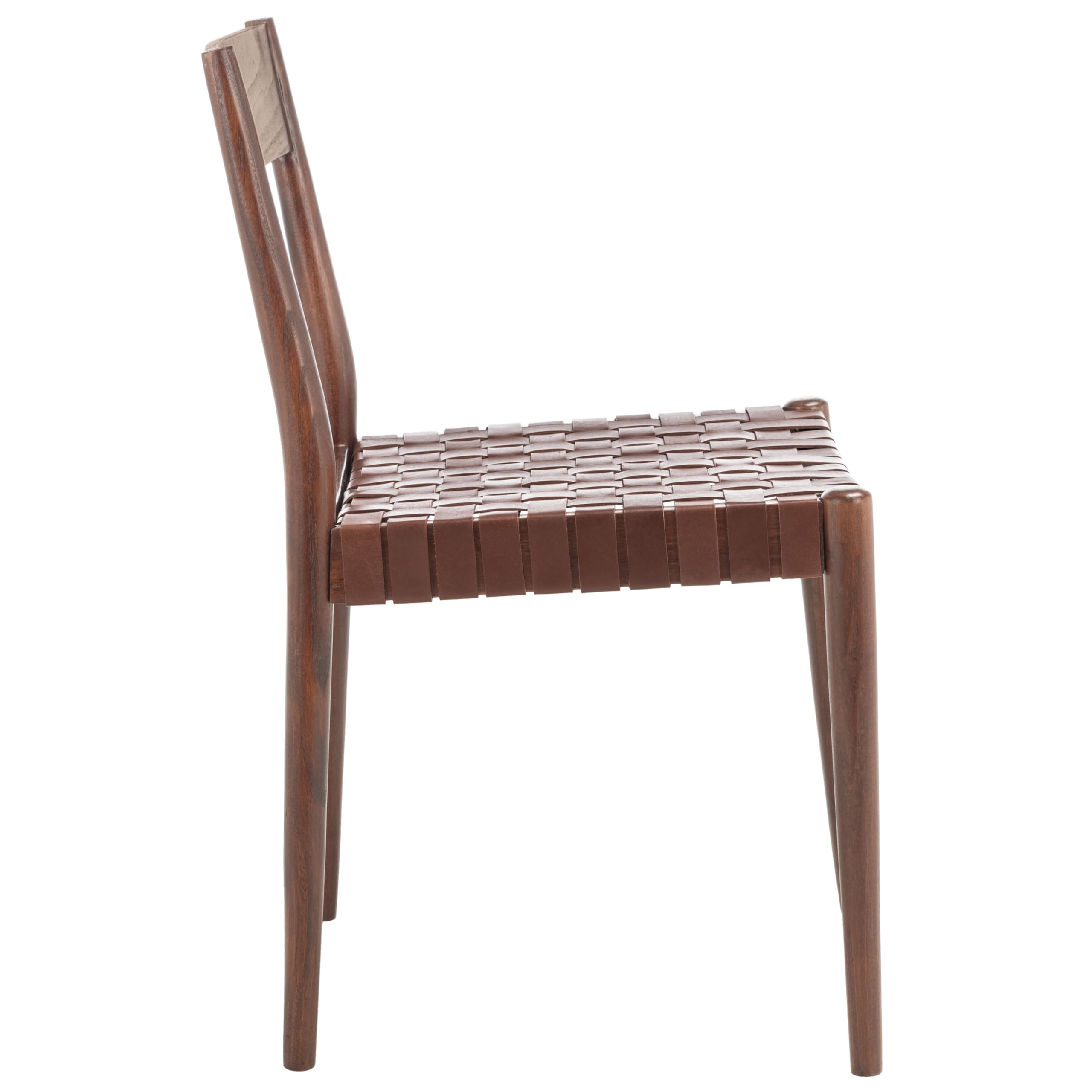 SAFAVIEH Eluned Woven Leather Accent Chair - Set of 2, Cognac Brown Dining Chairs for Living Room, Kitchen & Office | Modern Home Decor Furniture DCH1201A-SET2