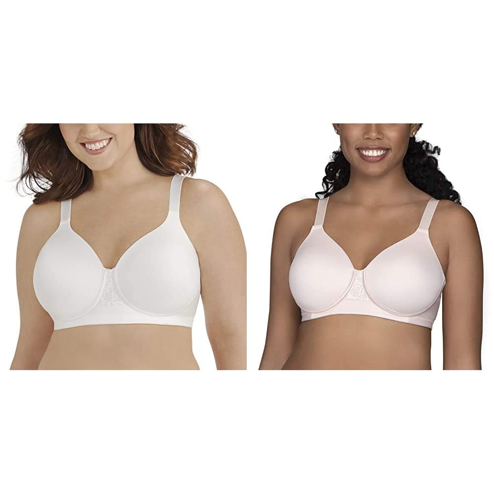Vanity Fair Women's Full Figure Wirefree Bra 2-Pack - Comfortable Support for Plus Size 44DD - White & Quartz Colors - Perfect for Everyday Wear and Lounge