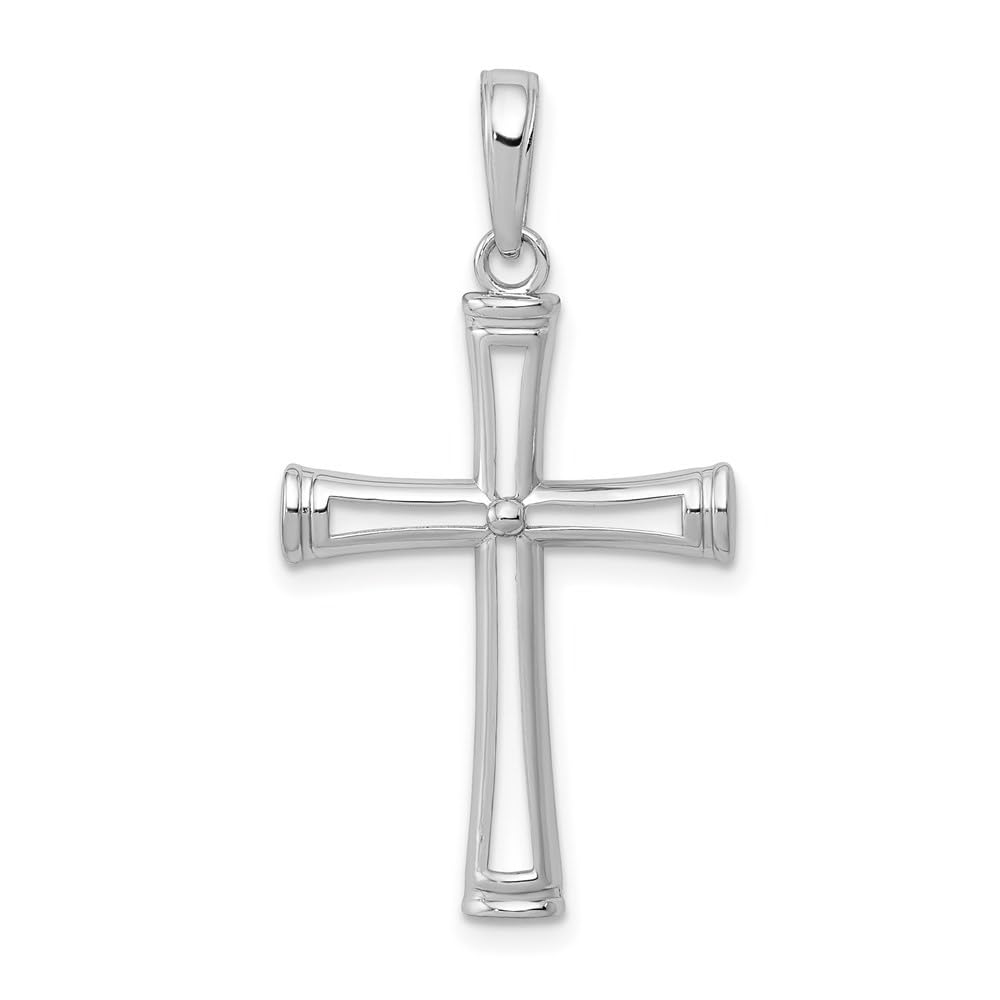 14K Gold Polished Cut-Out Cross Pendant Necklace for Women - Elegant Religious Jewelry Gift for Baptism, Confirmation & Everyday Wear | Diamond2Deal