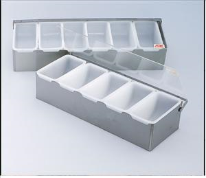 5-Compartment Condiment Dispenser & Bar Caddy - Spice Organizer for Kitchen Counter, Restaurant, BBQ Party & Home Bar Accessories