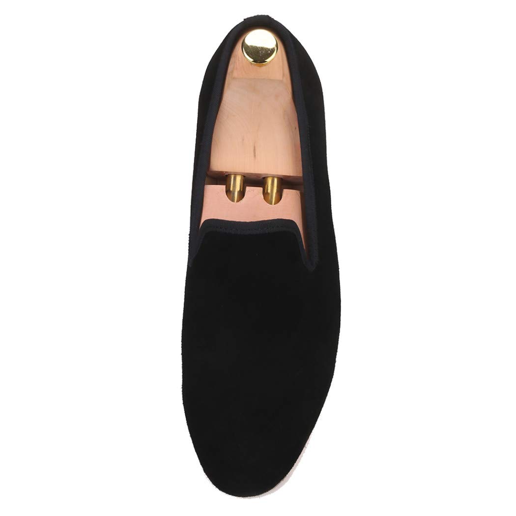 FERUCCI Men's Plain Black Suede Loafers - Comfortable Slip-On Dress Shoes for Wedding, Prom, Office & Casual Wear