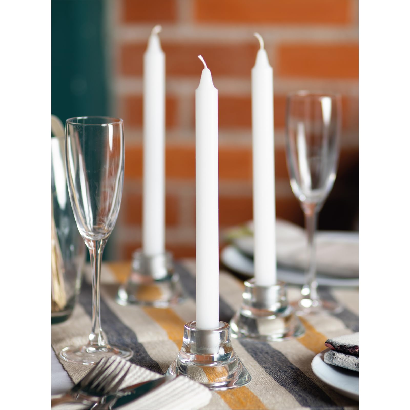 Premium White Taper Candles 12-Pack - 12 Inch Unscented Dinner Candles for Elegant Tablescapes, Romantic Dinners & Wedding Centerpieces - Slow Burning Dripless Smokeless Long Candlesticks for Home Decor & Special Occasions