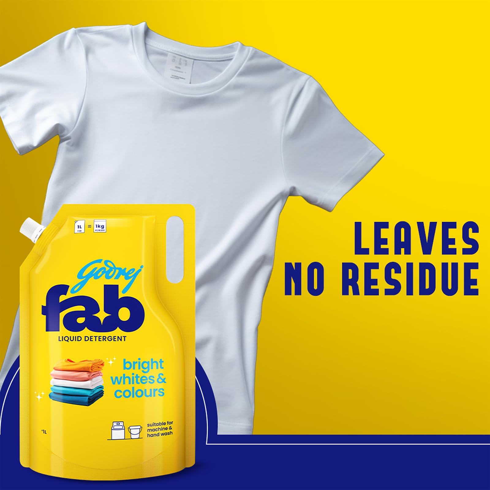 Godrej Fab Liquid Detergent Refill Pouch 2L - Machine Wash Laundry Detergent for Top & Front Load Washers | Fresh Scent, Gentle on Clothes | Perfect for Families, Apartments & Laundromats