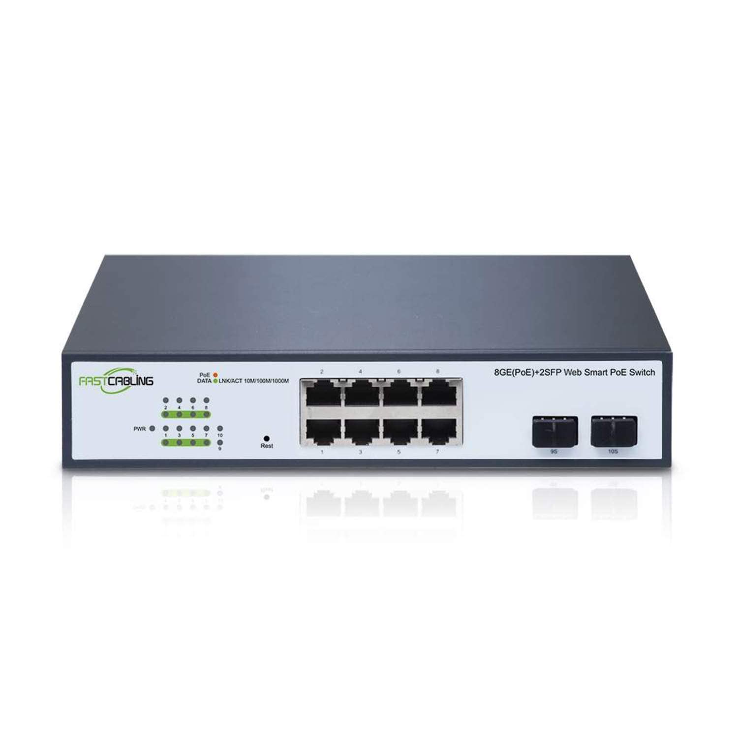 8-Port Gigabit PoE+ Managed Switch with 2 SFP Slots | 120W Power Budget | IEEE 802.3at | 30W per Port | VLAN, QoS, MAC Support | Plug & Play | Desktop/Wall Mount for Home Office, Surveillance & Network Expansion
