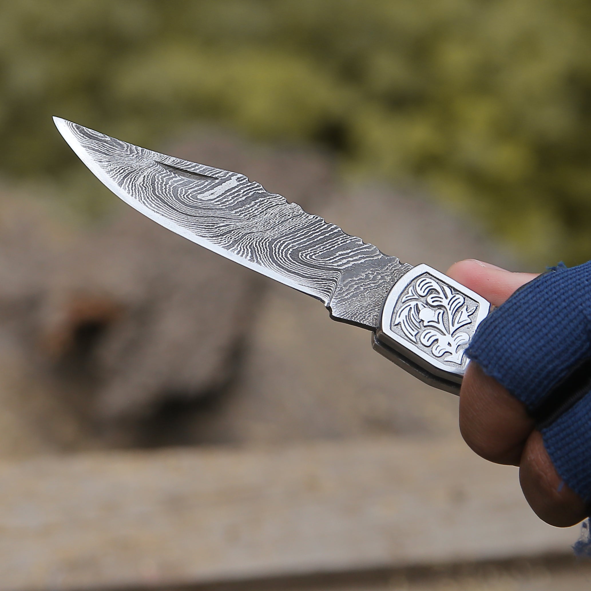 Premium Striker Custom Folding Knife with Natural Pine Cone Handle - Tactical EDC Pocket Knife for Outdoor Camping, Hunting & Survival Gear