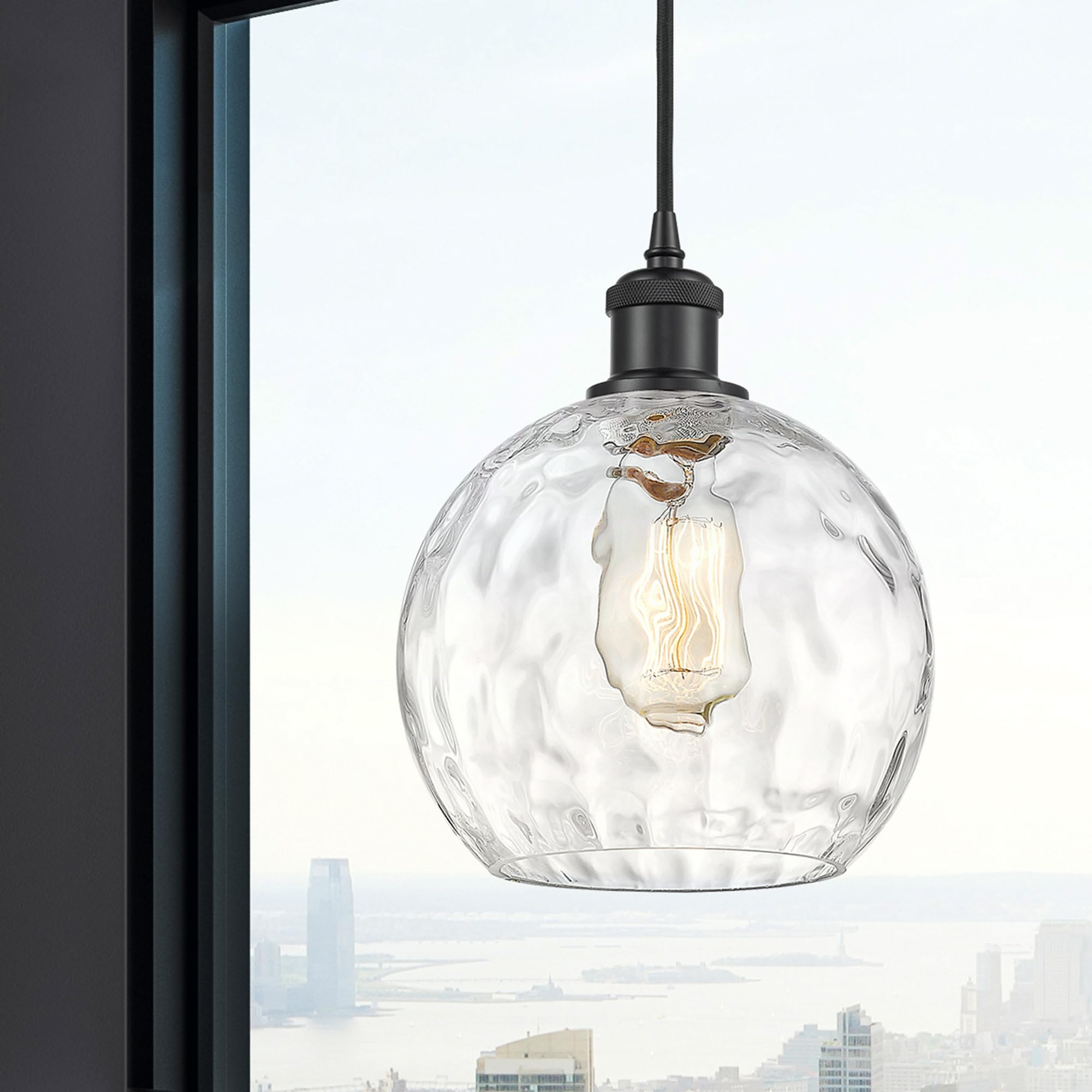 Innovations Lighting Athens Water Glass Mini Pendant Light - 1-Light Industrial Style Hanging Fixture (10