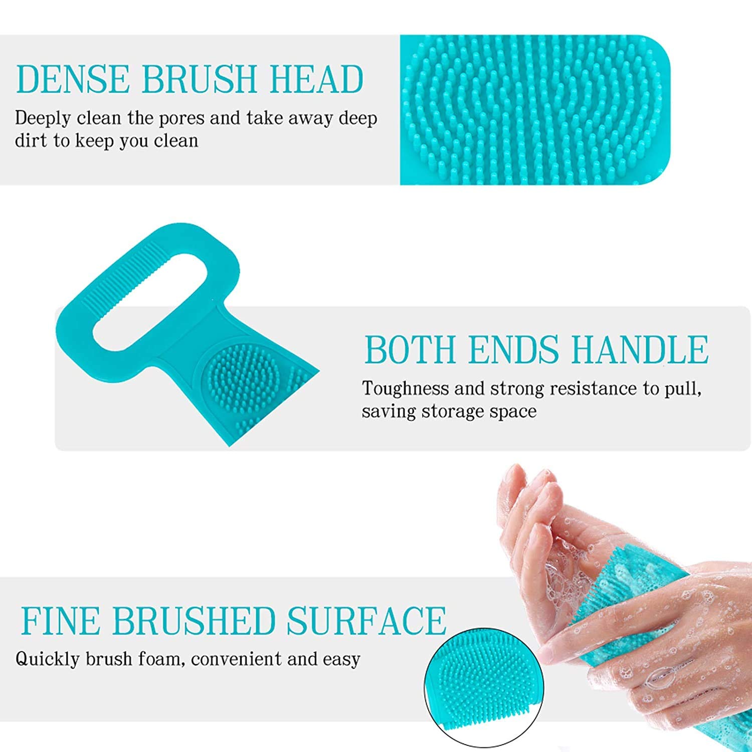 Exfoliating Silicone Body Scrubber for Men & Women - Long Handle Bath Brush Set with Soft Bristles for Deep Cleansing & Skin Renewal - Perfect for Shower, Spa & Daily Exfoliation Routine