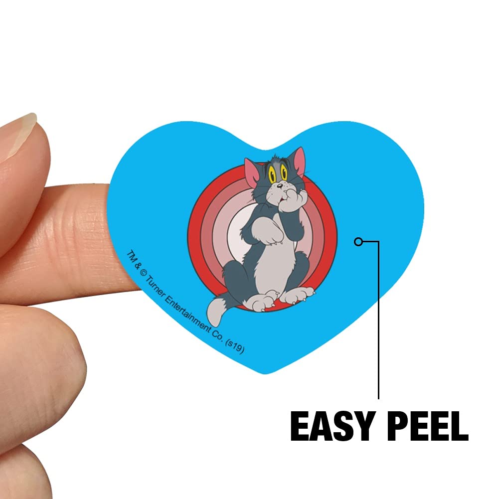 Tom and Jerry Heart-Shaped Planner Stickers - Cute Cartoon Character Scrapbook Decals for DIY Journals, Calendars, and Craft Projects - Perfect for School Supplies, Bullet Journaling, and Gift Wrapping