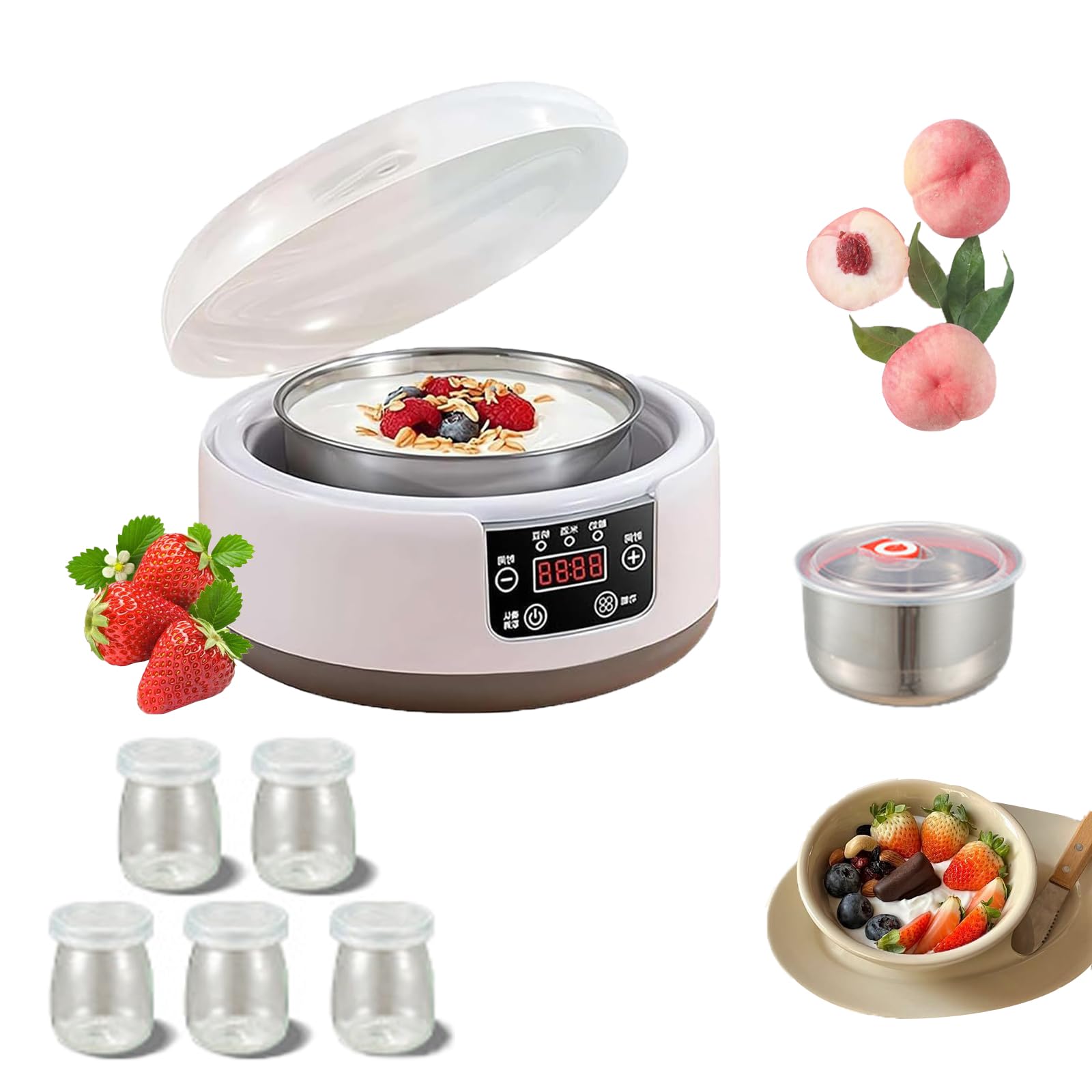 Probiotic Yogurt Maker Machine with LCD Display & Adjustable Temperature Control - 36 Hour Fermentation for Homemade Greek Yogurt - Perfect for Healthy Breakfast, Snacks, and Gut Health Improvement