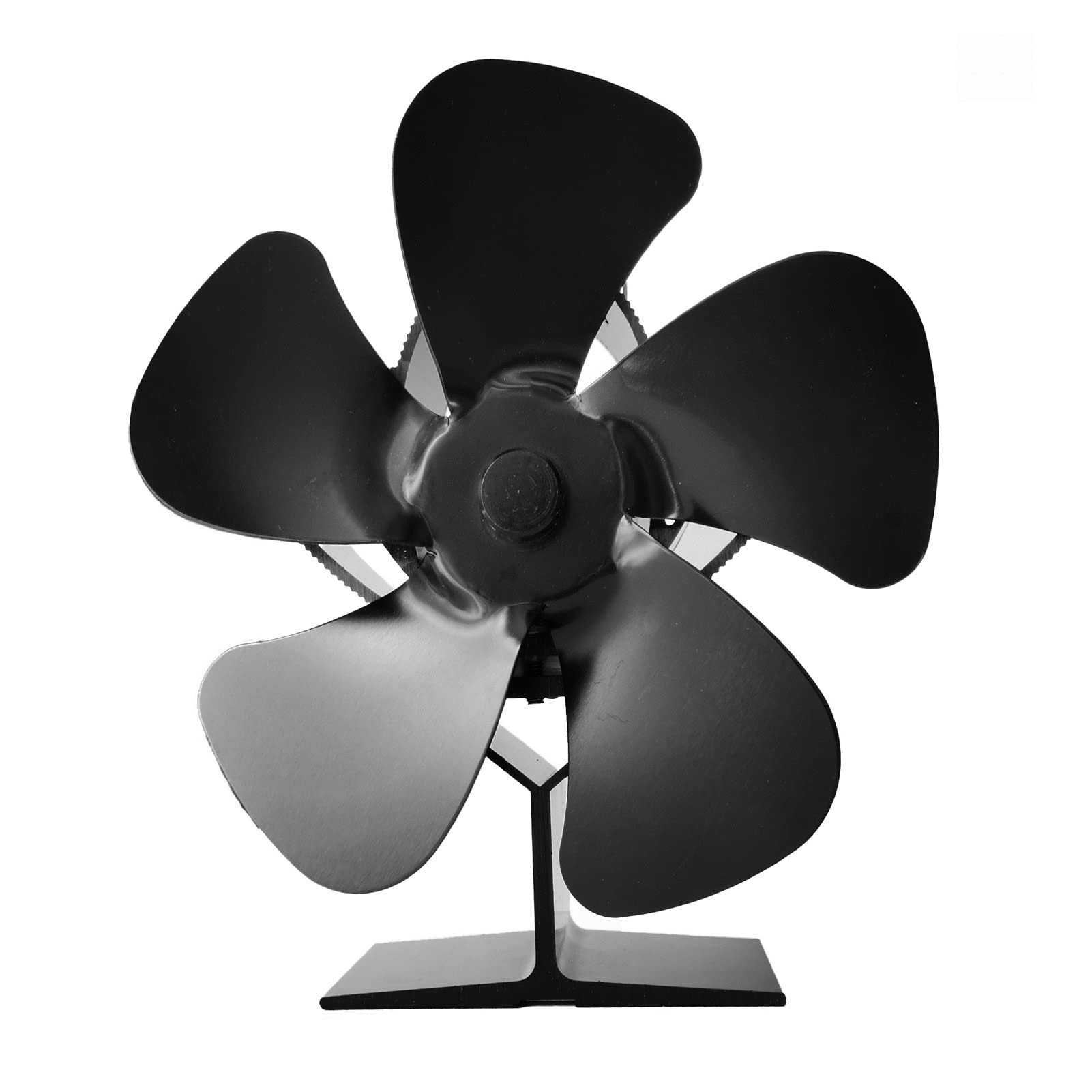 5-Blade Black Heat Powered Stove Fan - Efficient Wood Burner Ecofan for Fireplace, Quiet & Eco-Friendly Heat Distribution - Perfect for Home, Cabin, RV & Outdoor Heating (Color: Black)