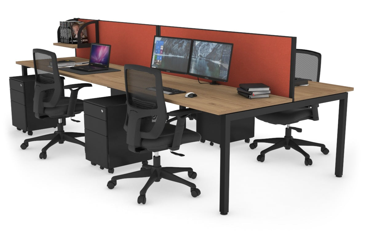 Quadro Square Legs 4-Person Office Workstation Desk - 1600L x 700W Dimensions - Perfect for Team Collaboration & Open Office Spaces