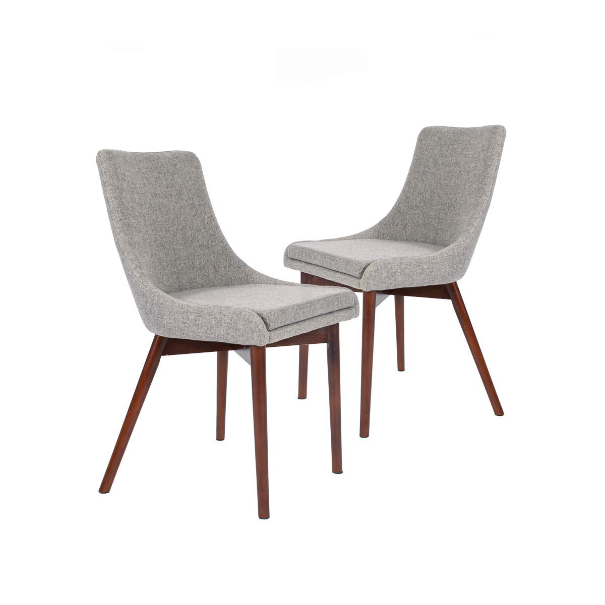 Premium Fabric Upholstered Dining Chairs with Solid Wood Legs - Set of 2, Grey - Perfect for Kitchen, Dining Room, Bedroom & Living Room - Comfortable Seating for Family Meals & Home Decor